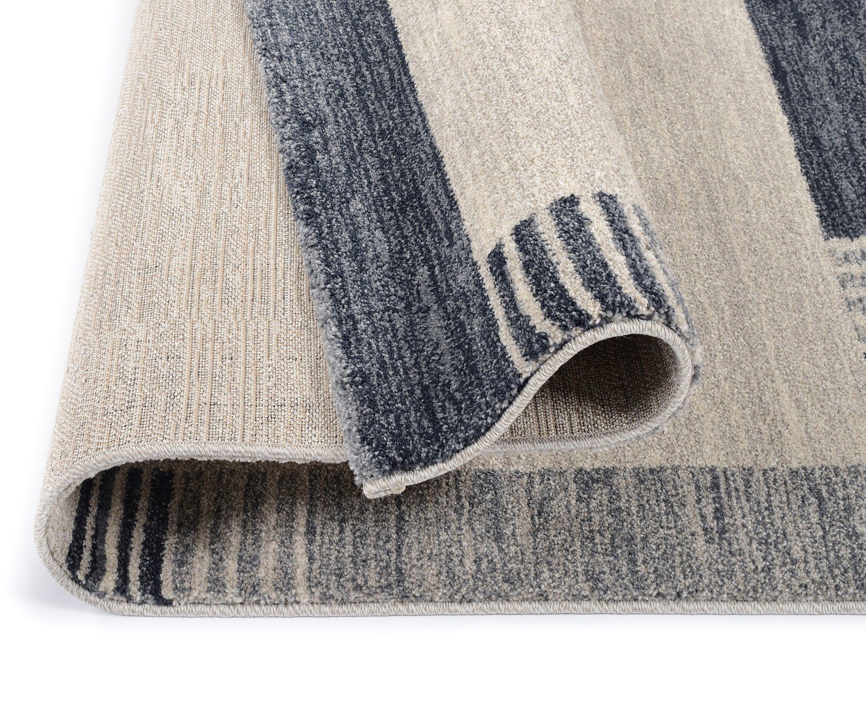OCI DIE TEPPICHMARKE Teppich CASTLE FLORA, auch als Läufer und in rund, rechteckig, Höhe: 20 mm, dichter Frisé Kurzflor, farbiger Bordüre, Wohnzimmer, Schlafzimmer