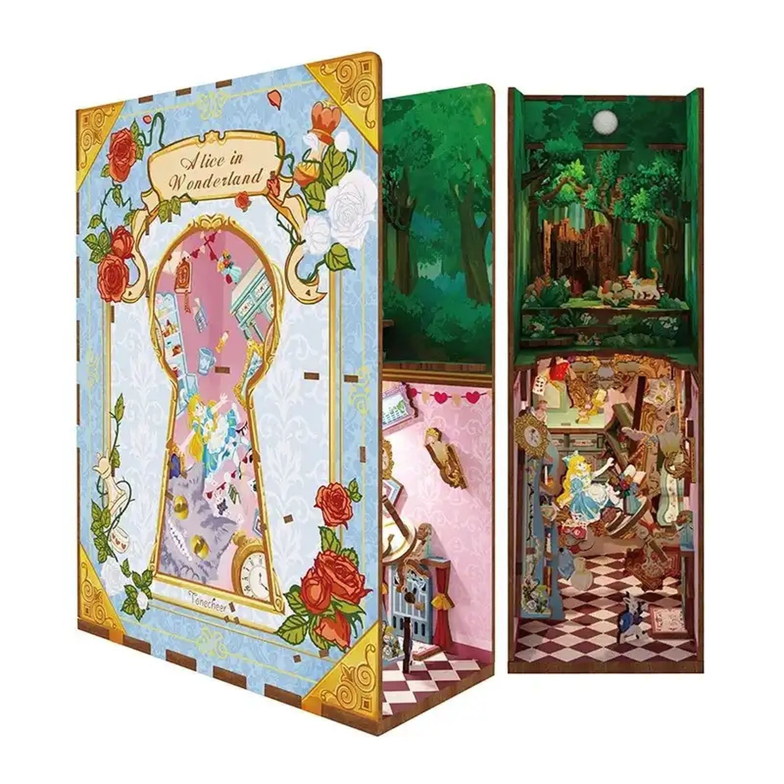 Tonecheer Kreativset Book Nook Alice im Wonderland TQ128, (184-tlg., DIY Book Nook Set)
