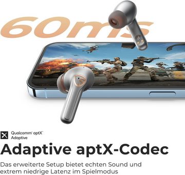 Soundpeats mit 4 Mikrofon, CVC 8.0 In-Ear-Kopfhörer (Tragbares Etui mit Magneten, bequemen Silikonspitzen und metallischem Logo für eine hochwertige Erfahrung., mitHybrid Dual Treiber&aptX Adaptive für ein erstklassiges Hörerlebnis)