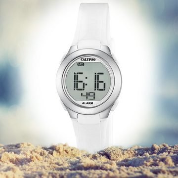CALYPSO WATCHES Digitaluhr Calypso Damen Uhr K5677/1 Kunststoffband, Damen Armbanduhr rund, PURarmband weiß, Sport