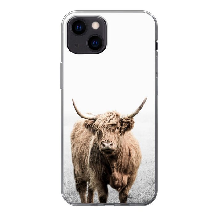 MuchoWow Handyhülle Schottischer Highlander - Vlies - Kuh Handyhülle Apple iPhone 13 Mini Smartphone-Bumper Print Handy
