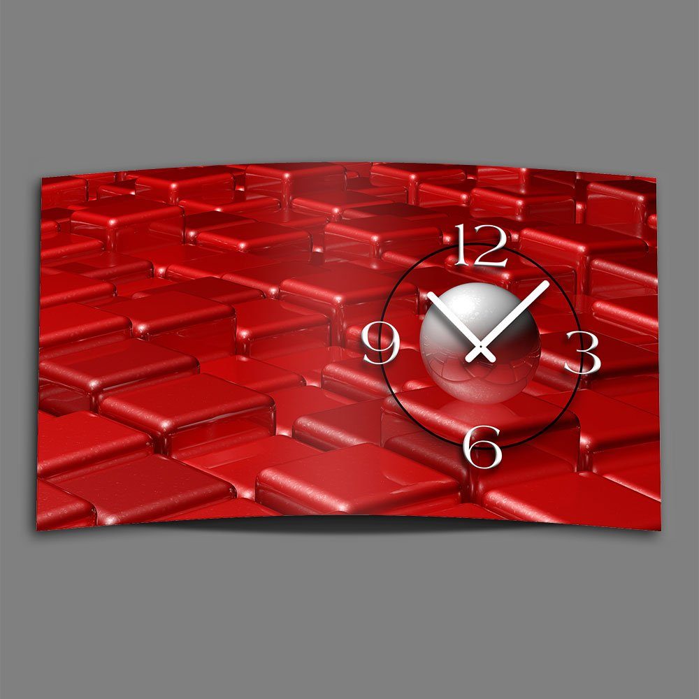 dixtime Wanduhr Digital Designer Art abstrakt rot Designer Wanduhr abstrakt modernes (Einzigartige 3D-Optik aus 4mm Alu-Dibond)