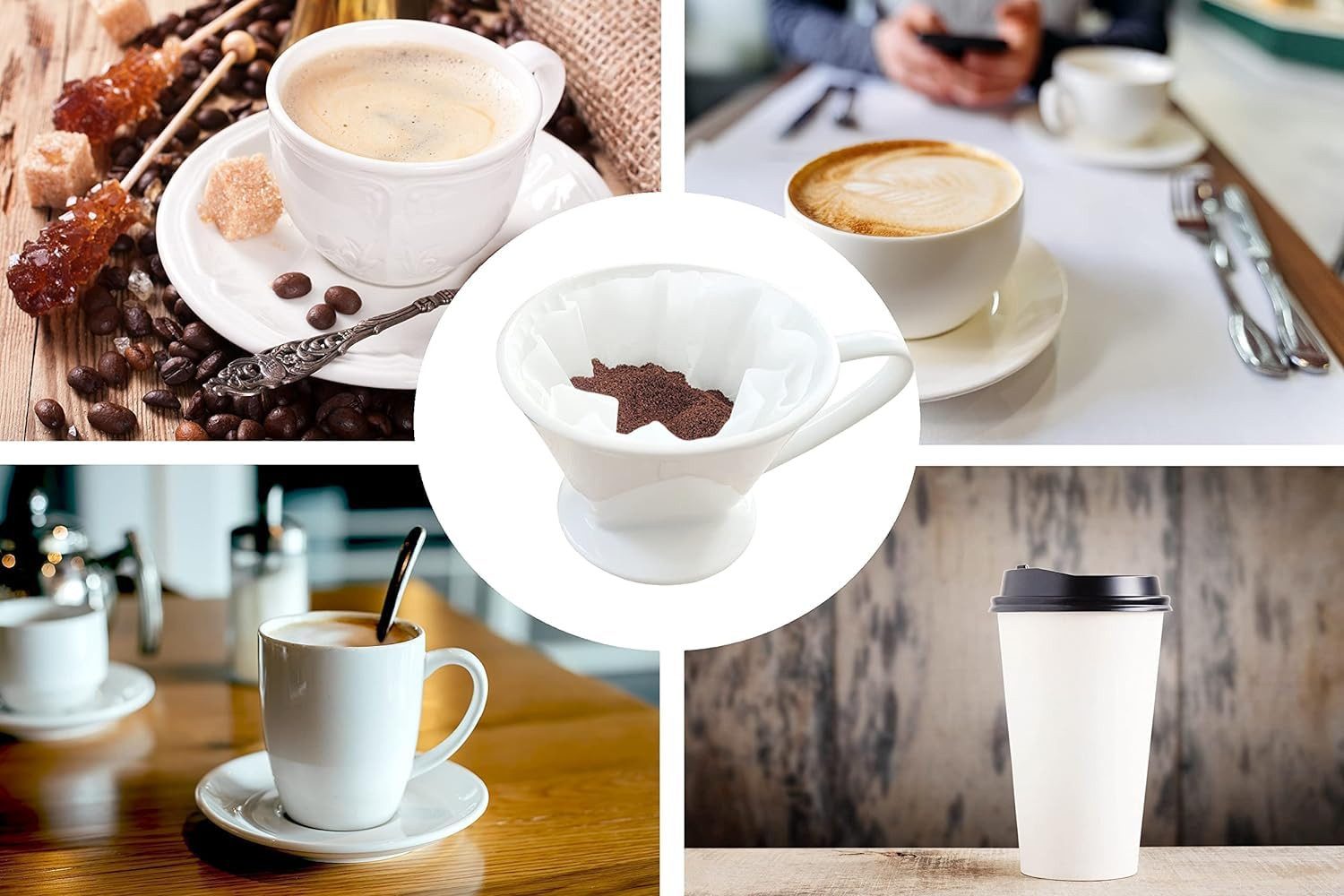 Provance Permanentfilter Kaffeefilter Keramikfilter Größe 1,2,4 für Filtertüten, Größe 2