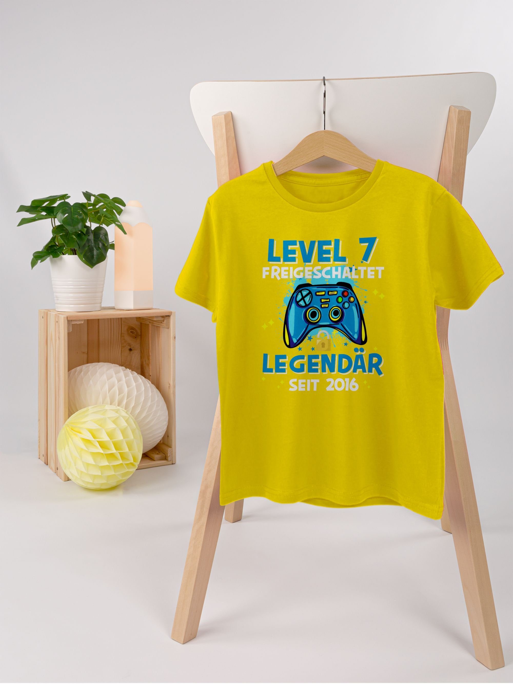 7. 7 Legendär freigeschaltet Shirtracer Gelb T-Shirt 2016 Level seit Geburtstag 01