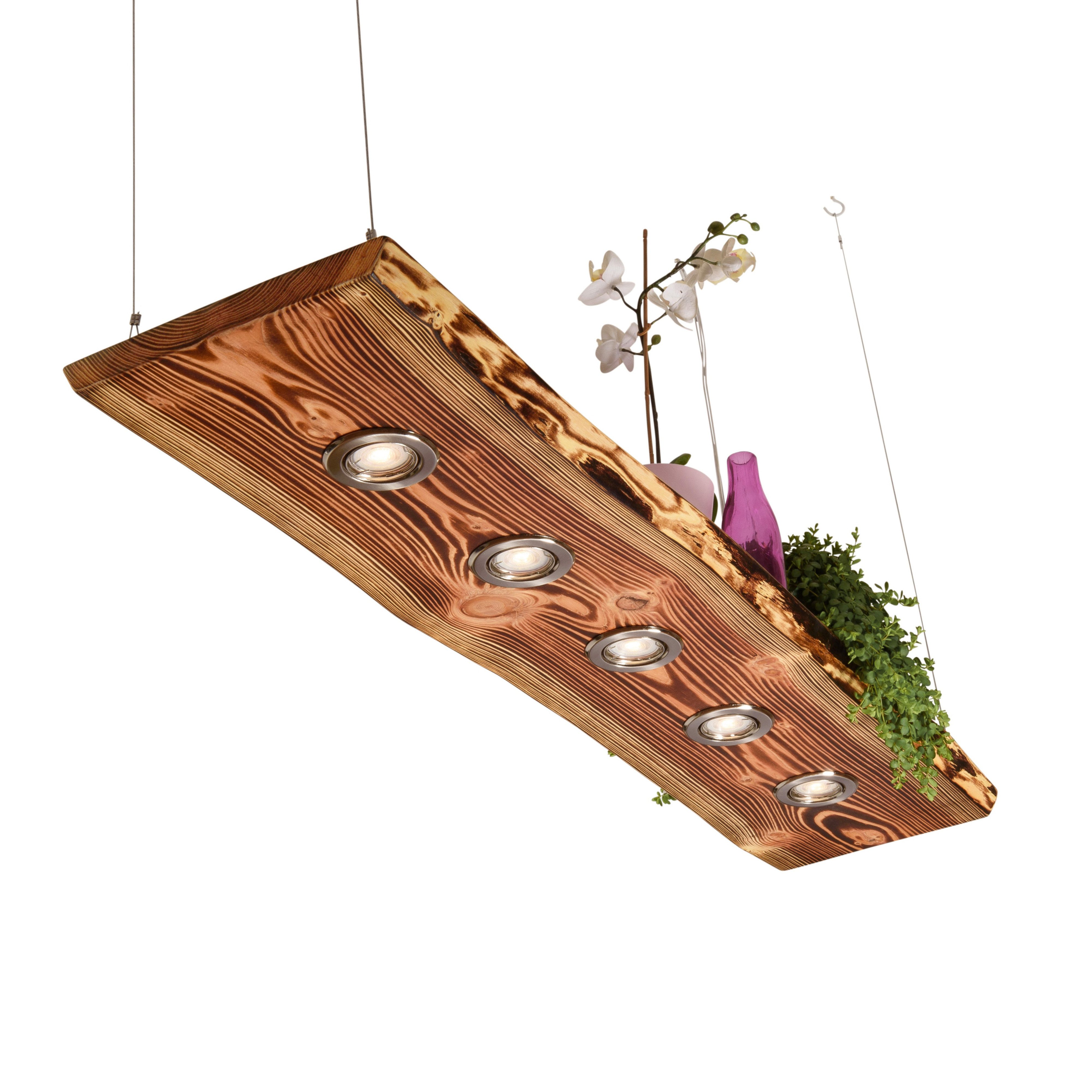 Blockholz-Schmiede Hängeleuchte Lärchen Hängeleuchte geflammt aus Deutscher Manufaktur LED Lampen, LED wechselbar, Warmweiß