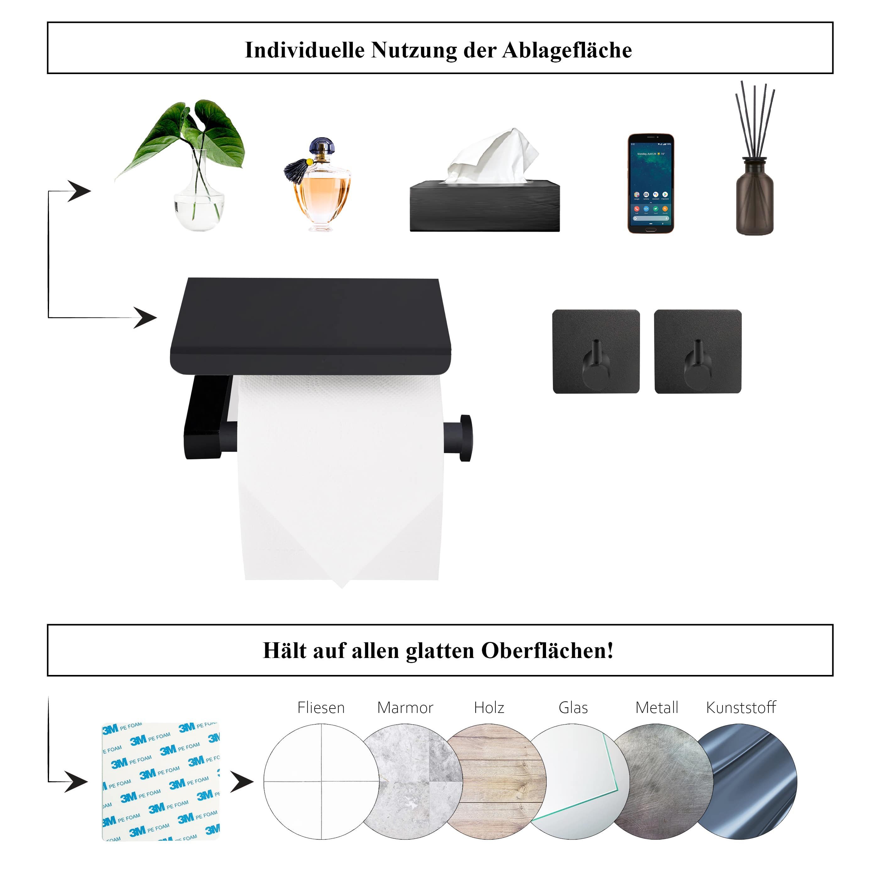 Dolvhin Toilettenpapierhalter ohne Bohren & 2 Handtuchhaken, Klopapierhalte günstig online kaufen