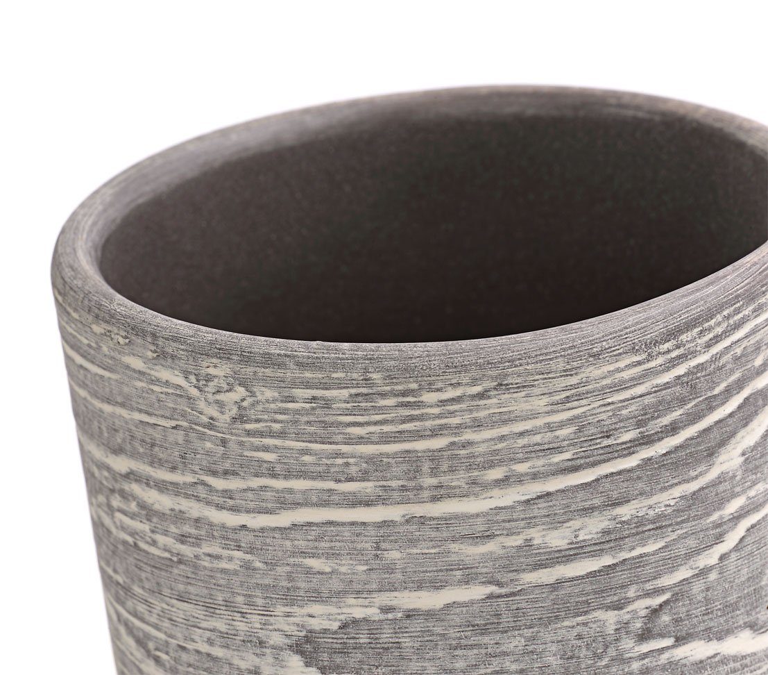 Dehner Übertopf Wood, rund, Keramik Grau