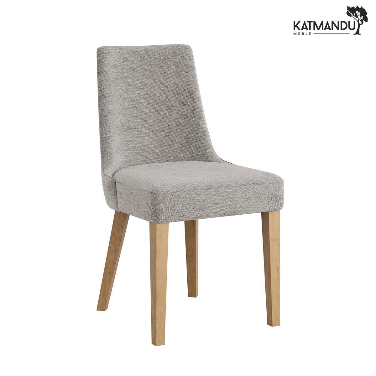 Katmandu Esszimmerstuhl Carini Esszimmerstuhl mit Rebel Bezug Grau und Holzbeinen, Seniorenstuhl, Pflegestuhl