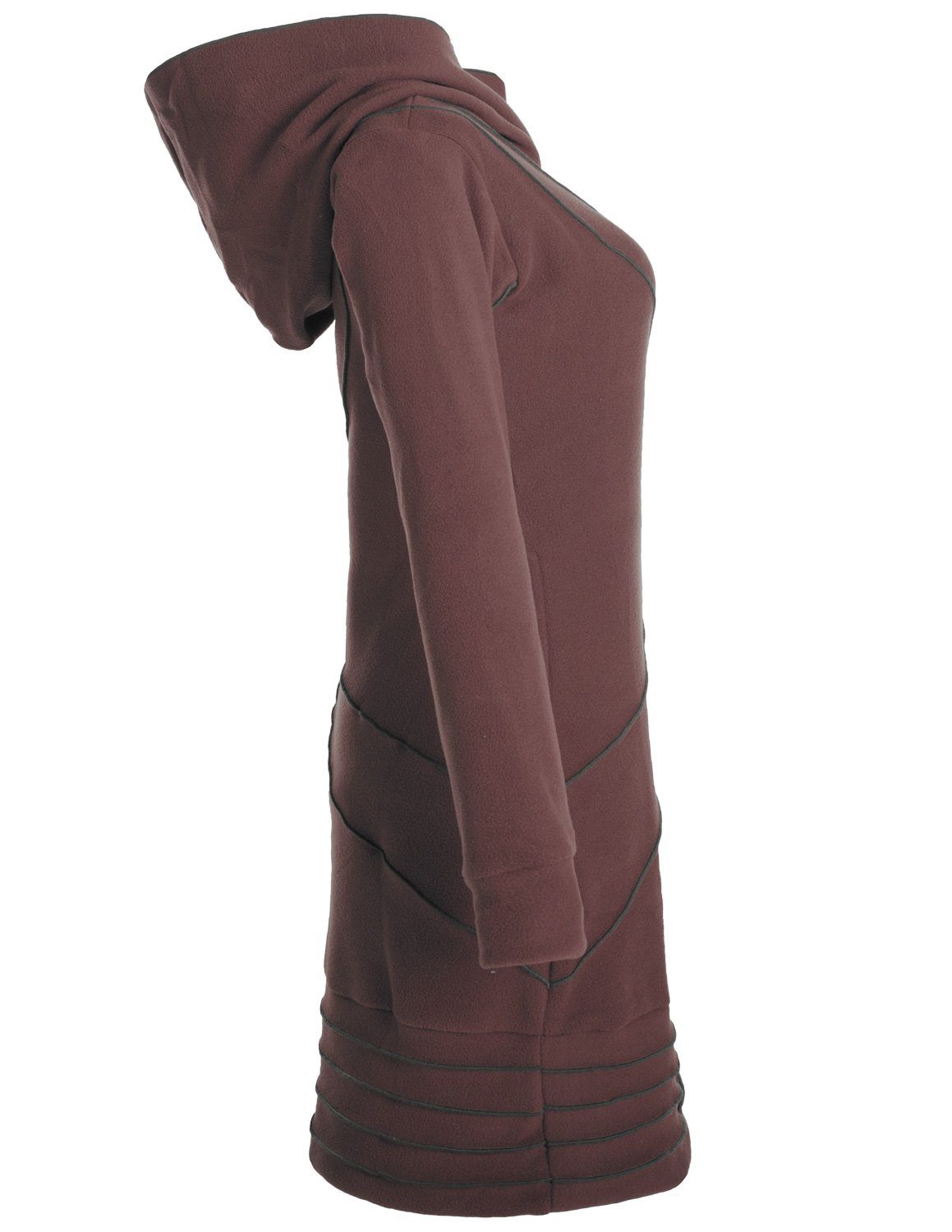 Vishes Midikleid Patchwork Hoodie Eco Fleecekleid mit Daumenlöchern Hippie, Boho, Goa Style