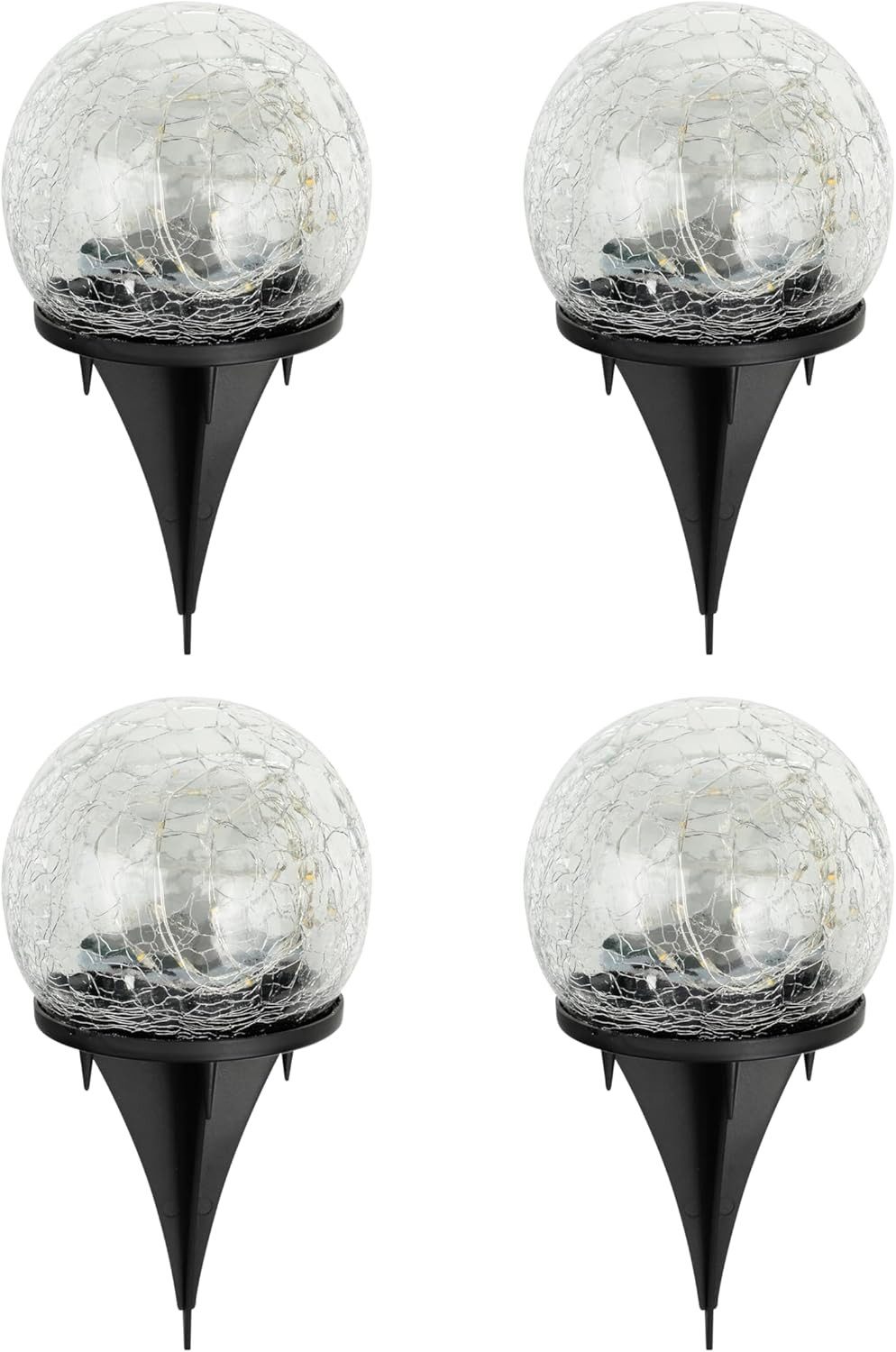 mucHome Kugelleuchte 4er Set LED Solar Kugel in Bruchglas Glas Gartenlampen – Bild 3 von 3