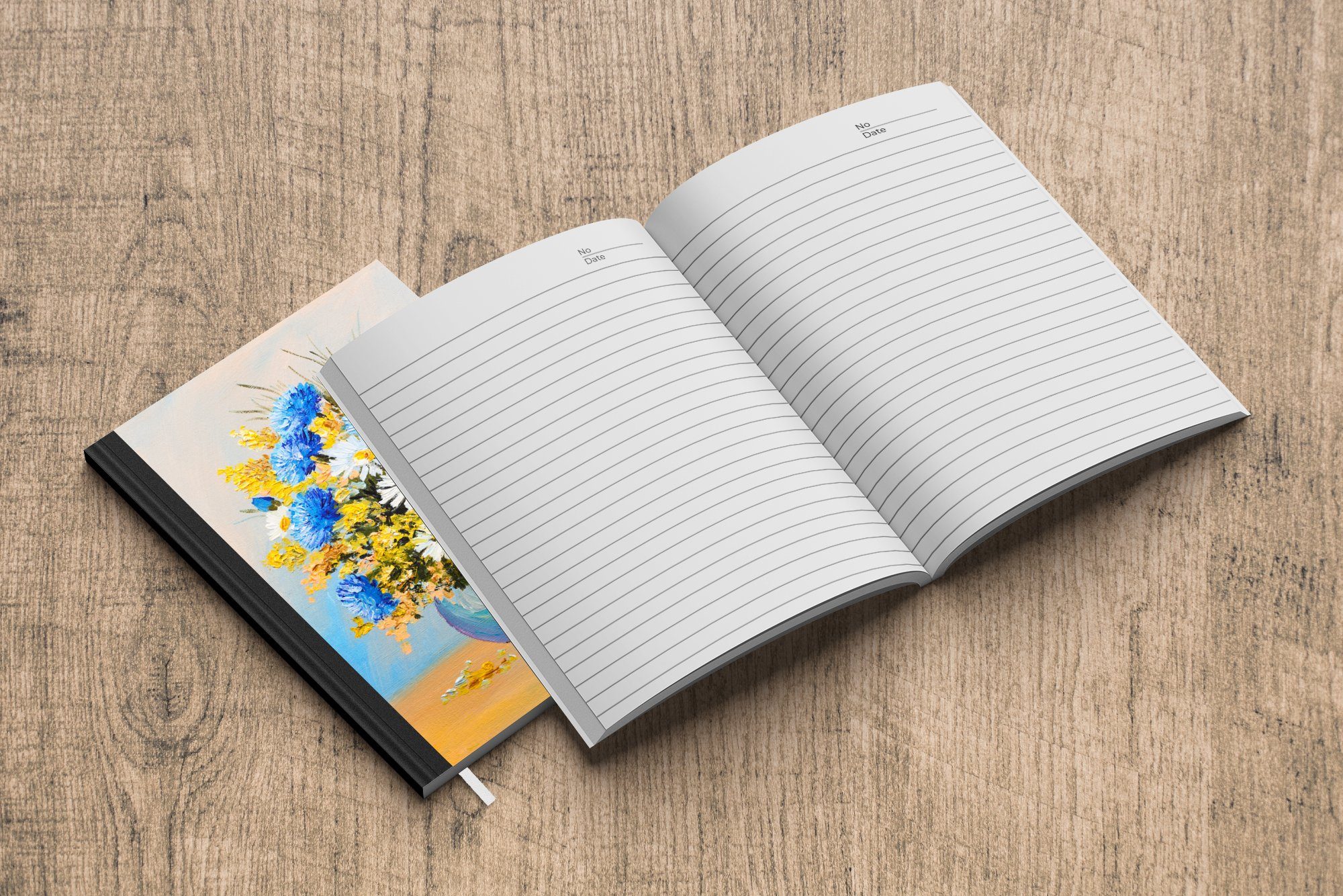 Sommerblumen Journal, MuchoWow A5, Notizbuch Tagebuch, Notizheft, 98 Seiten, Ölfarben, Haushaltsbuch Merkzettel, -