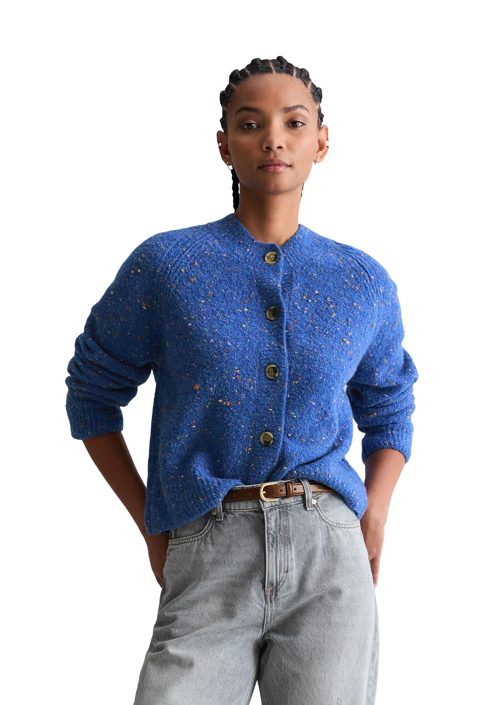 Marc O'Polo DENIM Strickjacke Bouclé, relaxed fit, aus Schurwolle-Viskose-M günstig online kaufen
