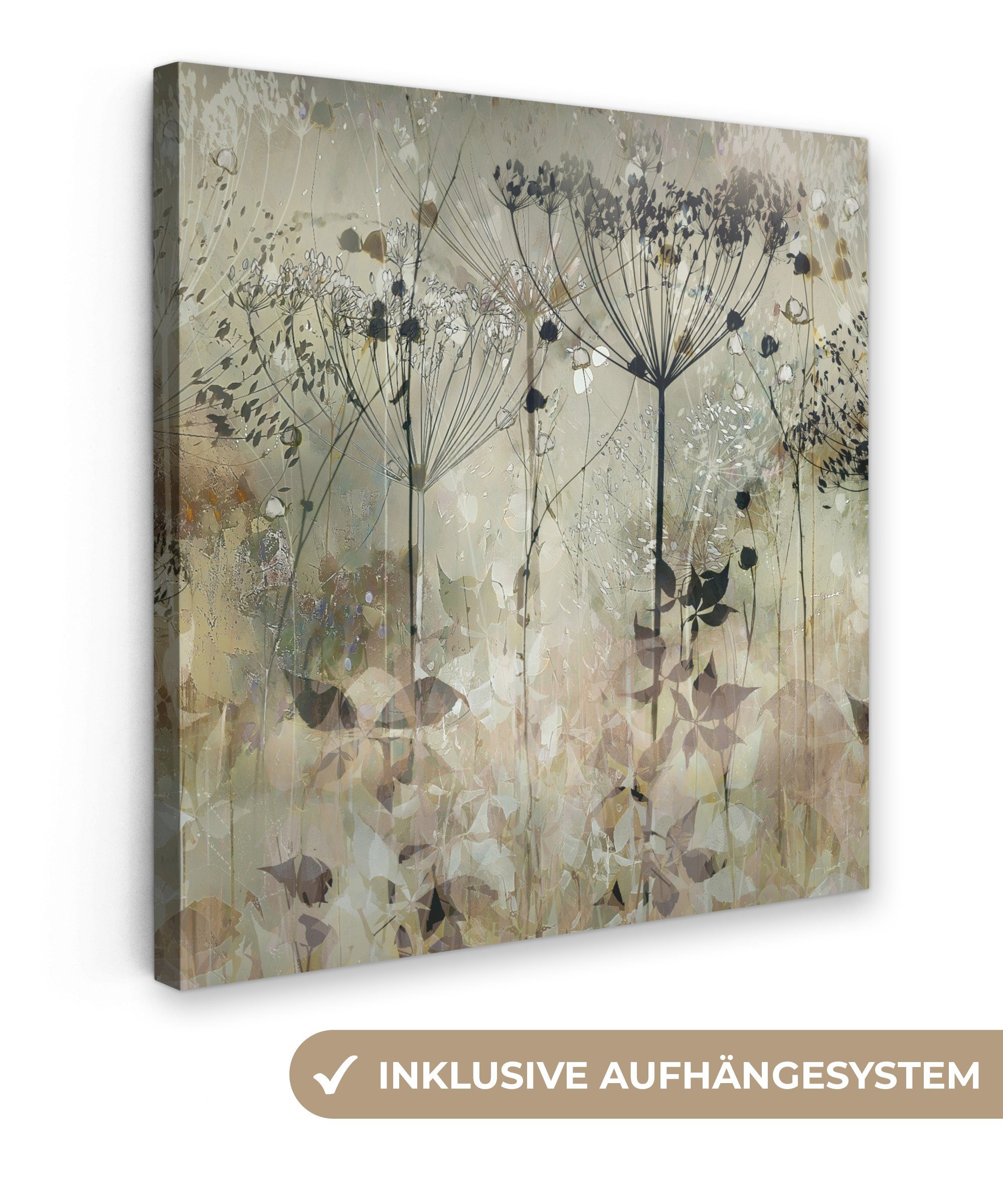 OneMillionCanvasses® Leinwandbild Blumen - Grau - Natur - Kunst, Fotodruck günstig online kaufen