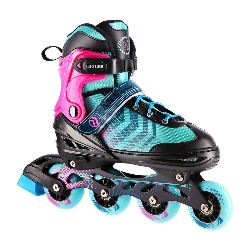NILS EXTREME Inlineskates Kinderinliner Rollschuhe Schlittschuhe, (Spar-Set, 2-St., 39-43), 4in1 umbaubar, größenverstellbar, ABEC 7