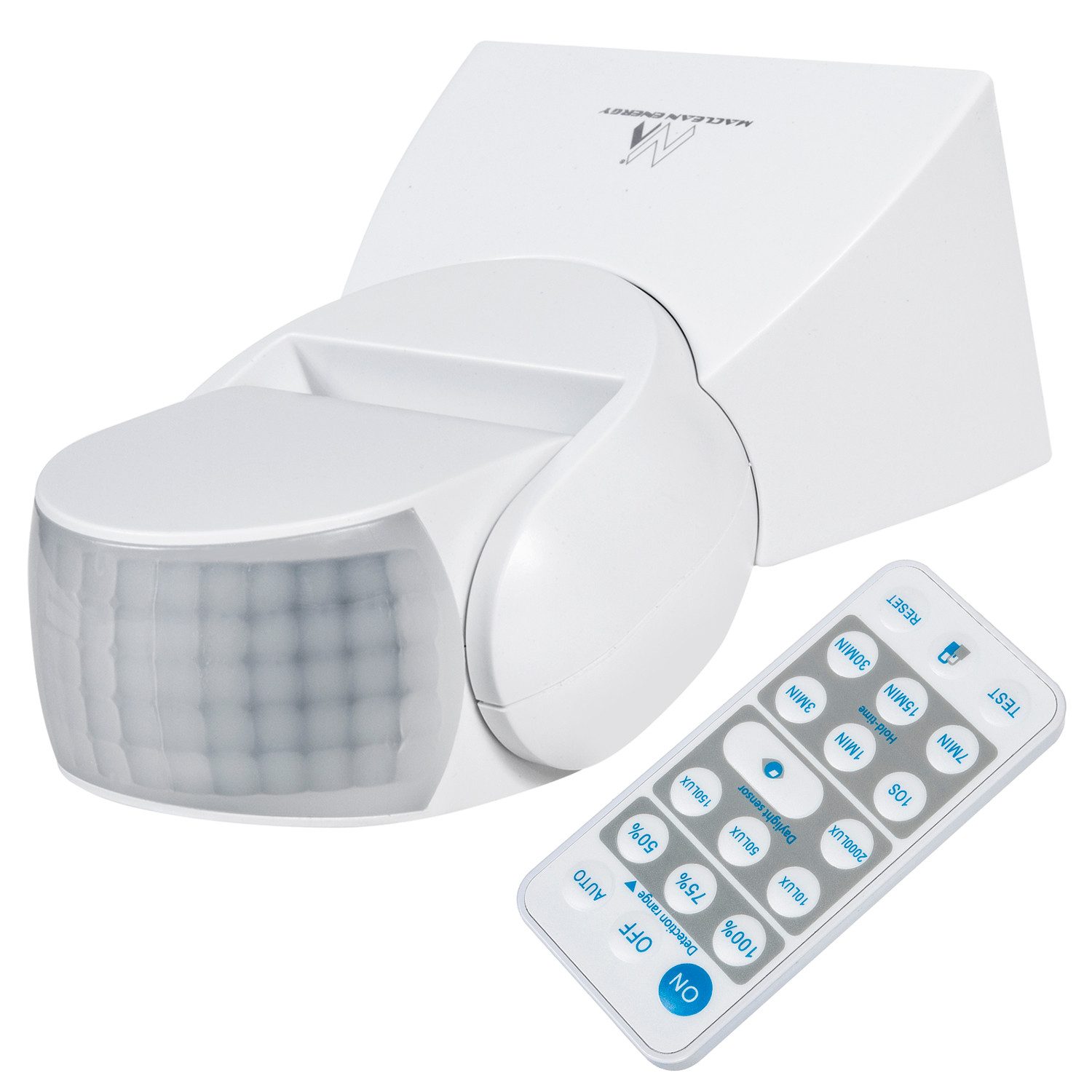 Maclean Sensor MCE241 Infrarot-Bewegungssensor mit Fernbedienung – IP65, (1-St), 180° Erfassungswinkel, 12 m Reichweite, Zeit- & Dämmerungseinstellung