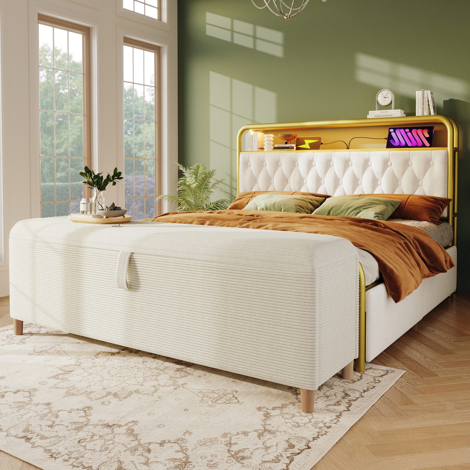 Flieks Polsterbank, Hydraulisches Betthocker Sitzbank Ottomane 145x38x46cm günstig online kaufen