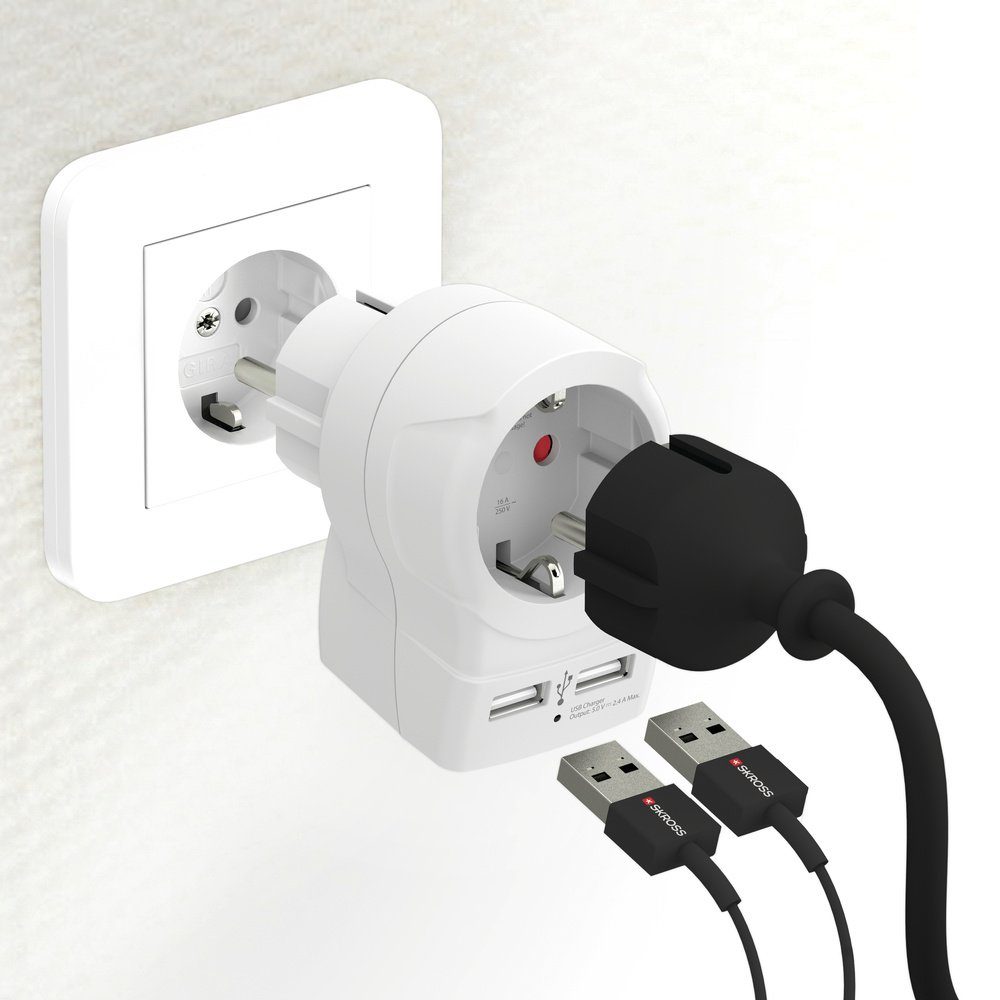 SKROSS Skross 1500282 Zwischensteckdose mit USB Weiß Mehrfachsteckdose – Bild 2 von 2