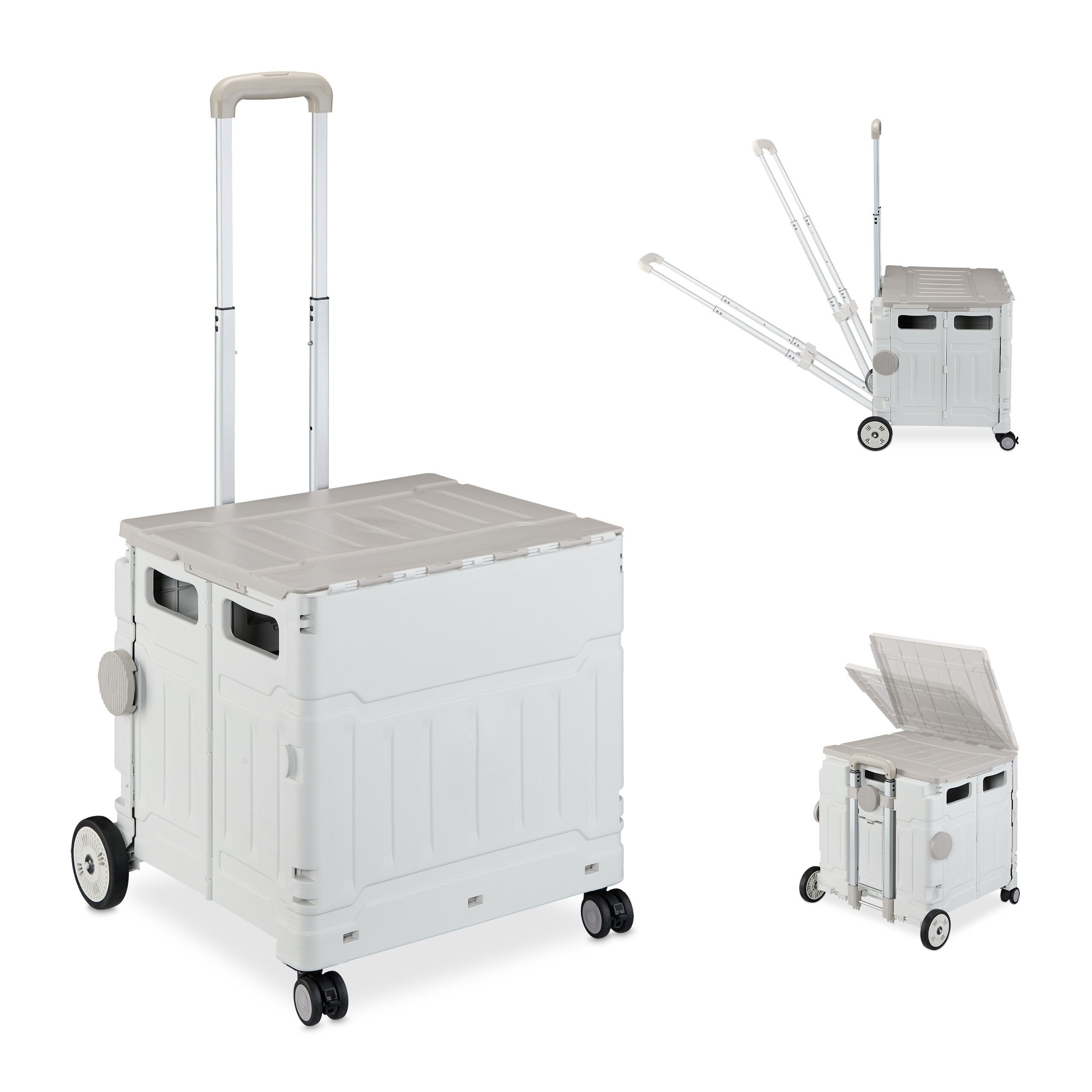 relaxdays Einkaufstrolley mit Deckel, 185867.5 l, grau