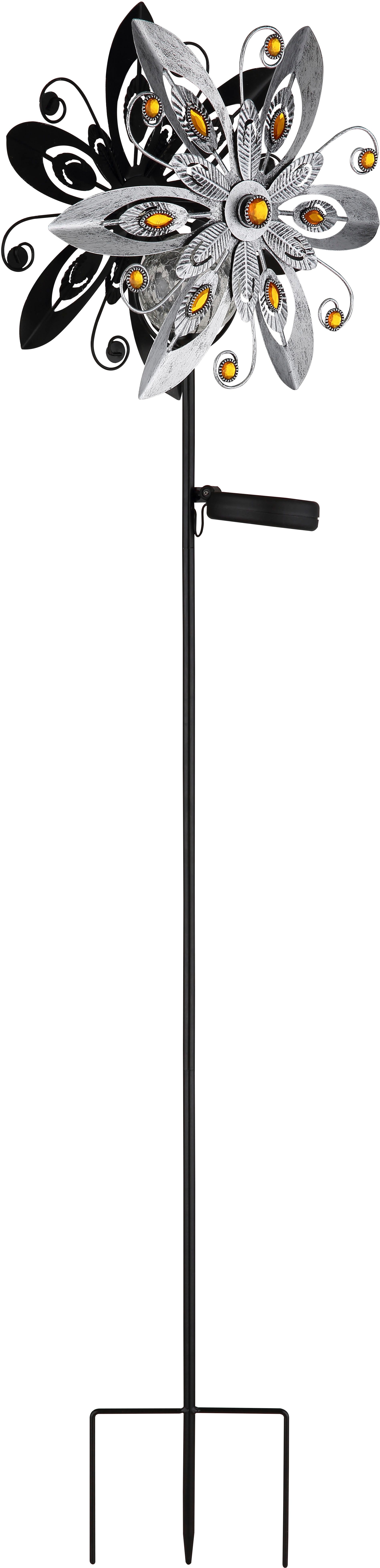 GLOBO LIGHTING LED Solarleuchte SOLARLEUCHTE METALL SILBERGRAU, 1XLED, LED fest integriert, Warmweiß, Solar Garten Terrasse Außenbeleuchtung Dekoleuchten