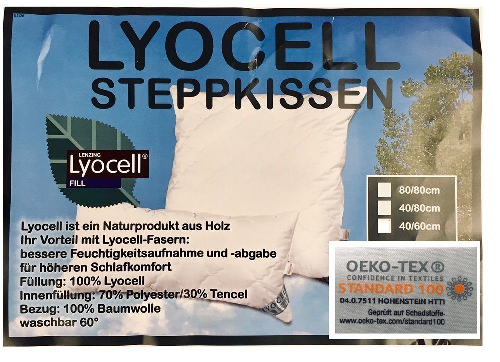 Kopfkissen Lyocell Tencel Kissen Klimaregulierung, cm 40x80 Garanta Kopfkissen optimale