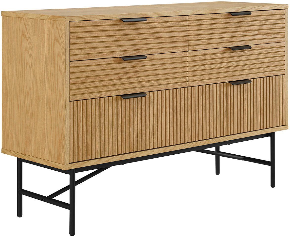 SalesFever Kommode Visby Designer Kommode mit Stil, Eiche Echtholzfurnier