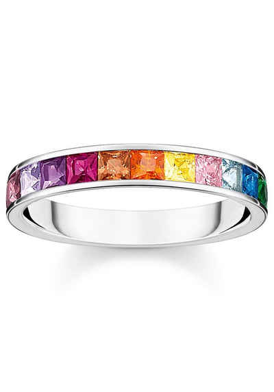 THOMAS SABO Fingerring TR2403-477-7-52-64, TR2403-477-7-52-64, TR2403-996-7-52-66, mit Glas-Keramik Stein, Korund, Zirkonia, Spinell (synth)