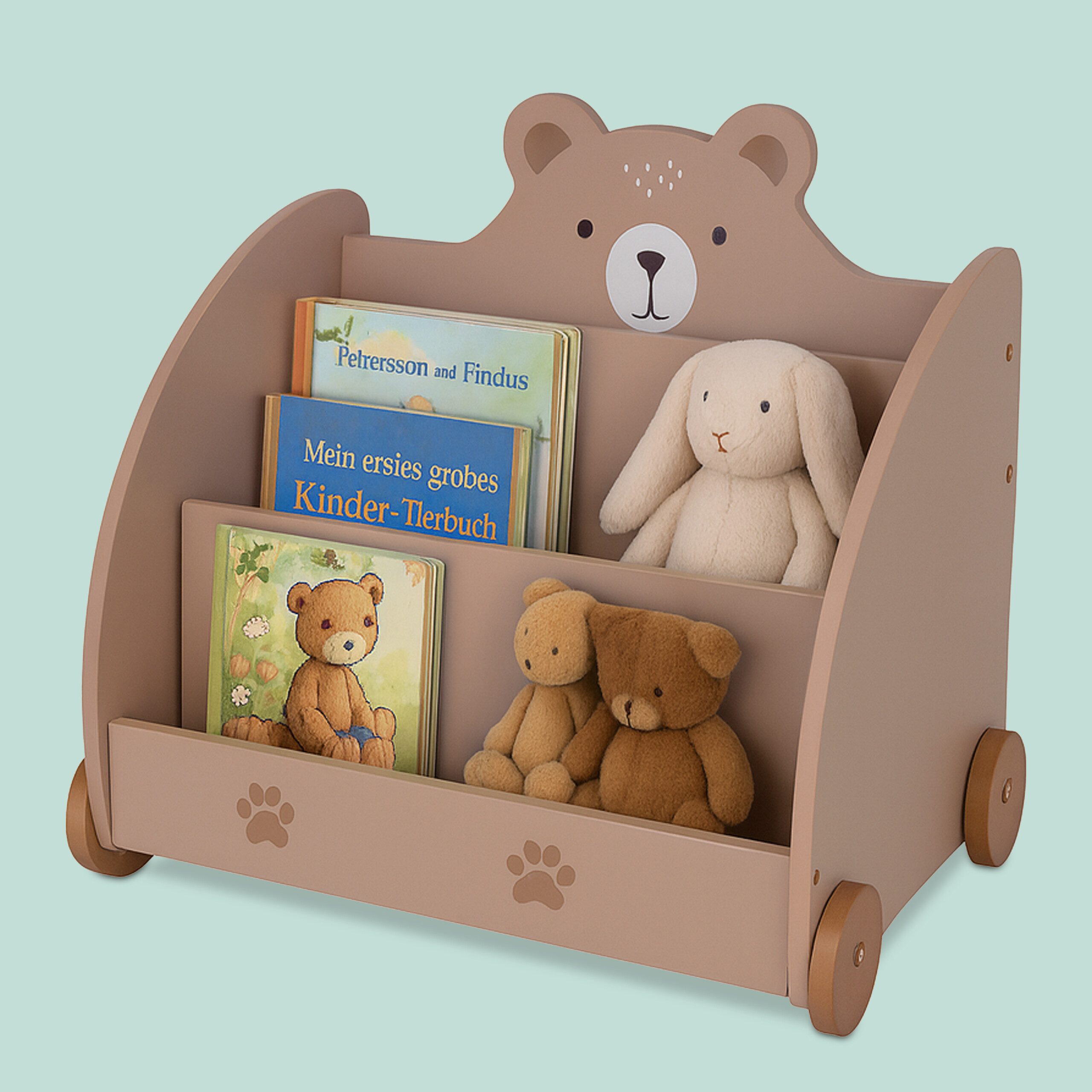 relaxdays Kinderregal Bücherregal Kinder Bär-Design