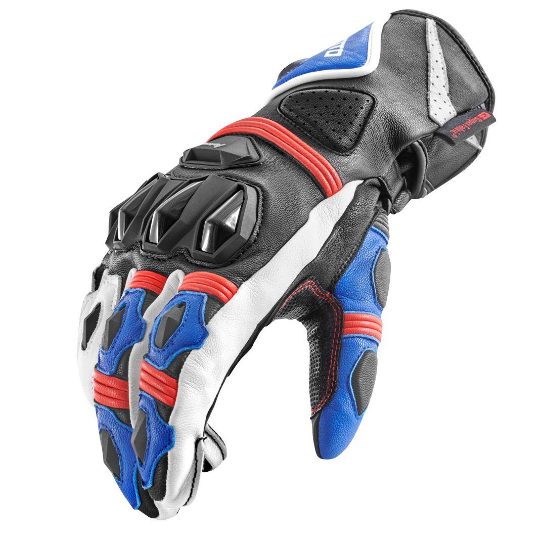 Bogotto perforierte Motorradhandschuhe Monza Blue/White/Red Motorradhandschuhe