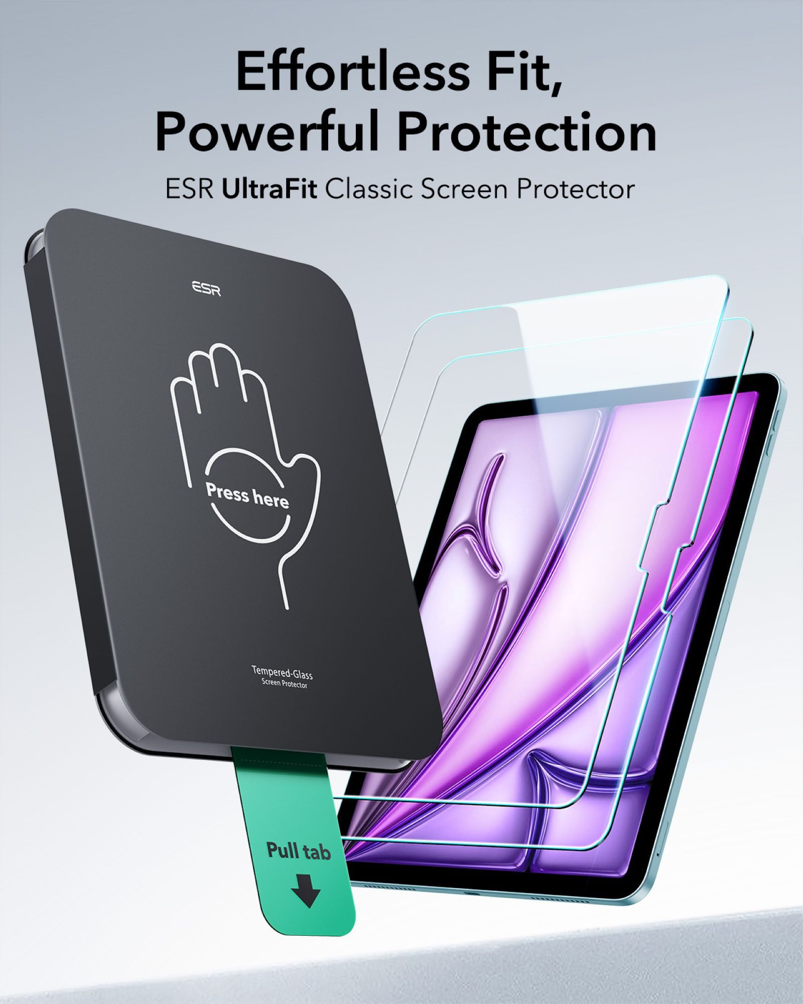 ESR Displayschutzglas Tempered-Glass Displayschutz für Apple iPad Air 13 (2026 2025 2024), 2 Stück, 2er Pack, wasserabweisend, Kratzfest