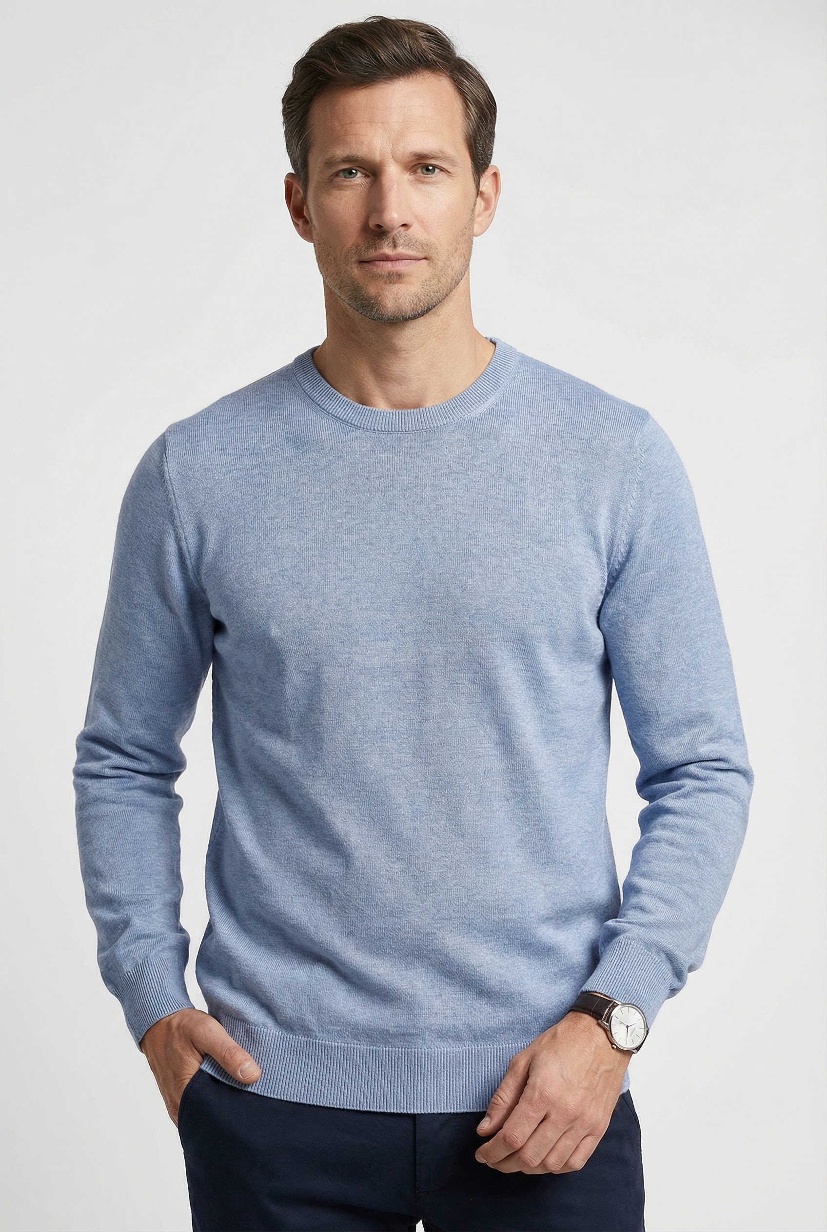 MARVELIS Strickpullover Rundhals, Baumwolle, regular fit