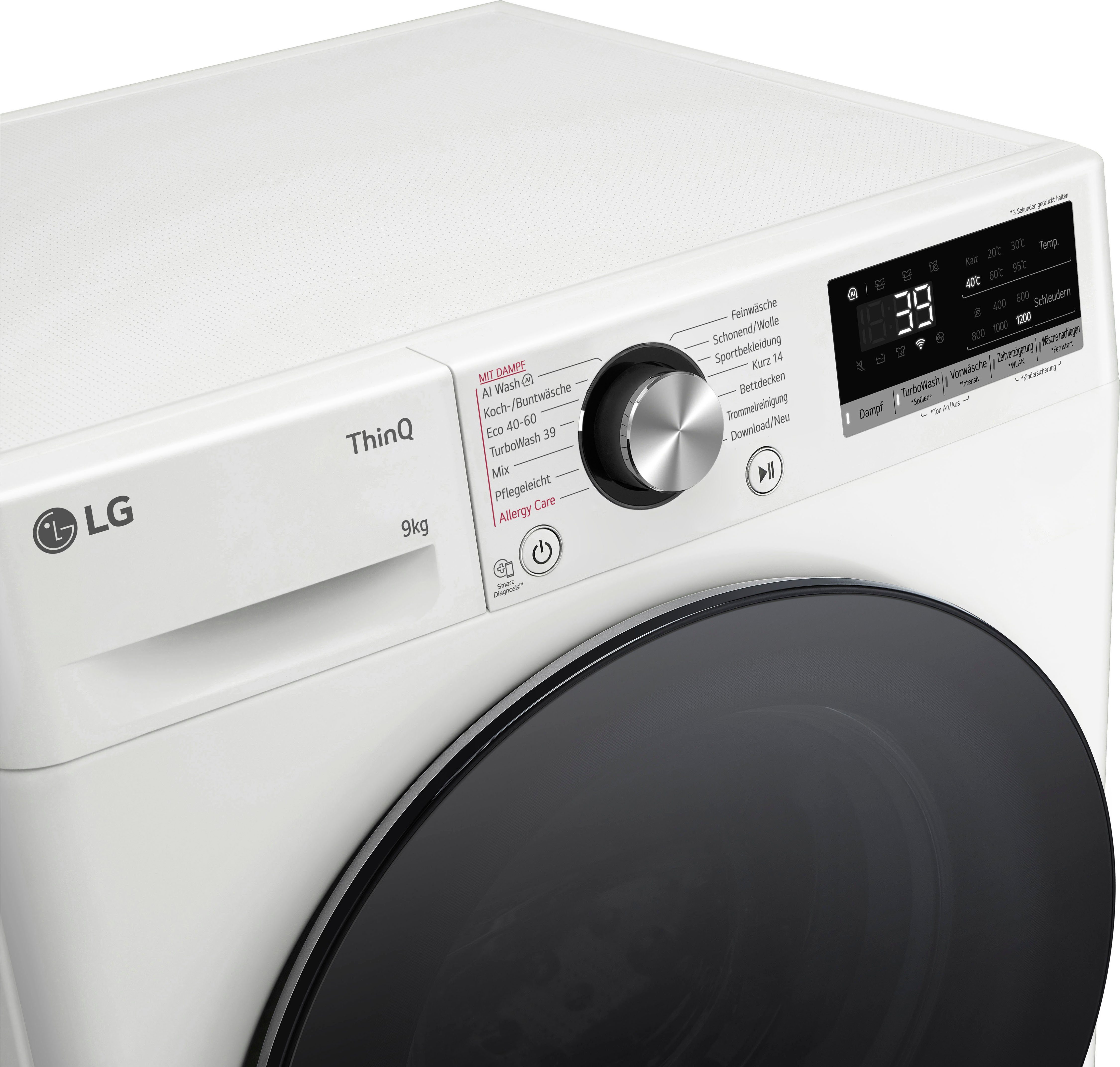 LG Waschmaschine F2V7SLIM9, 9 kg, tief 1200 weiß nur U/min, 53,5 Raumsparer: cm