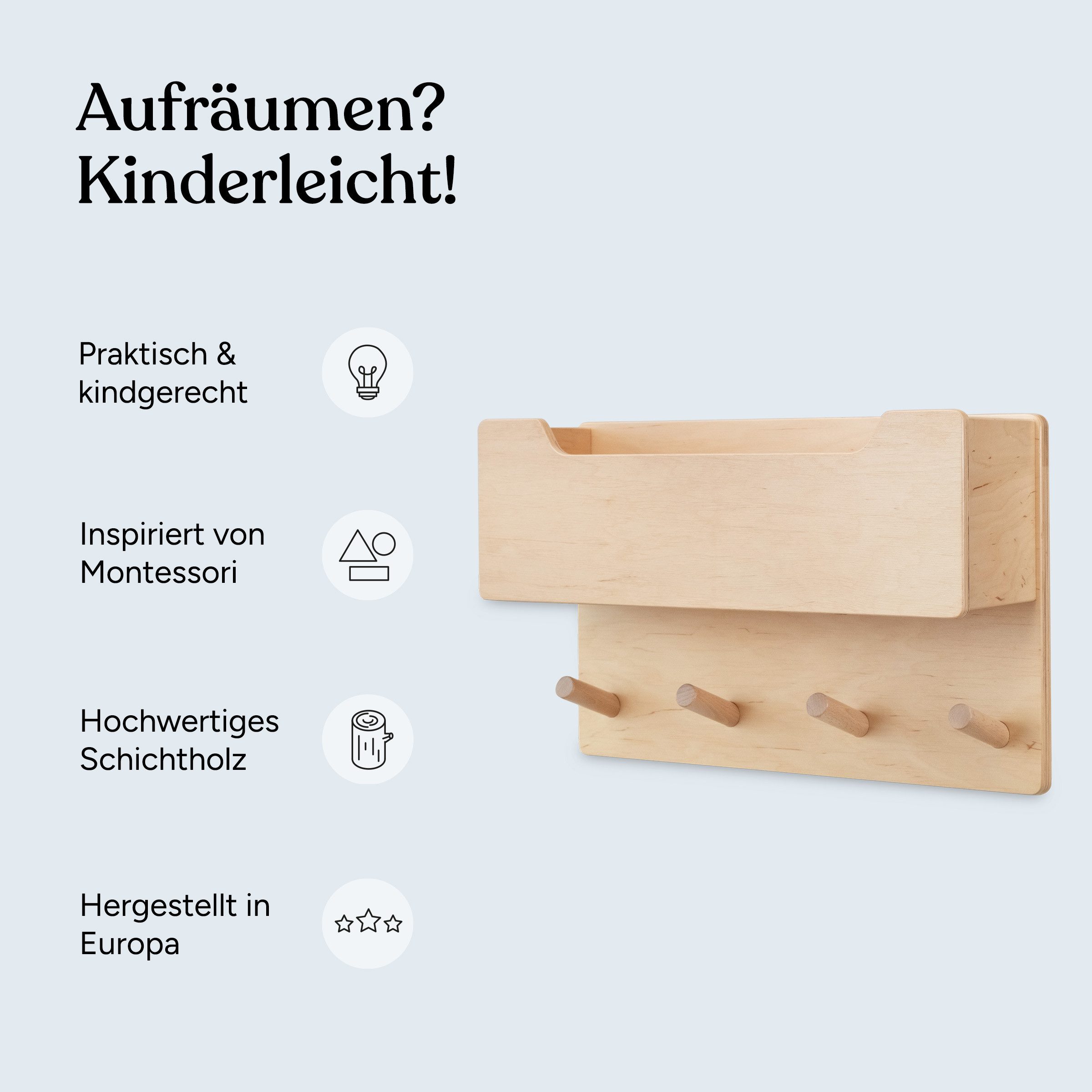 Ehrenkind Wandgarderobe für Kinder, Kindergarderobe (Garderobe Kinder, Gard günstig online kaufen