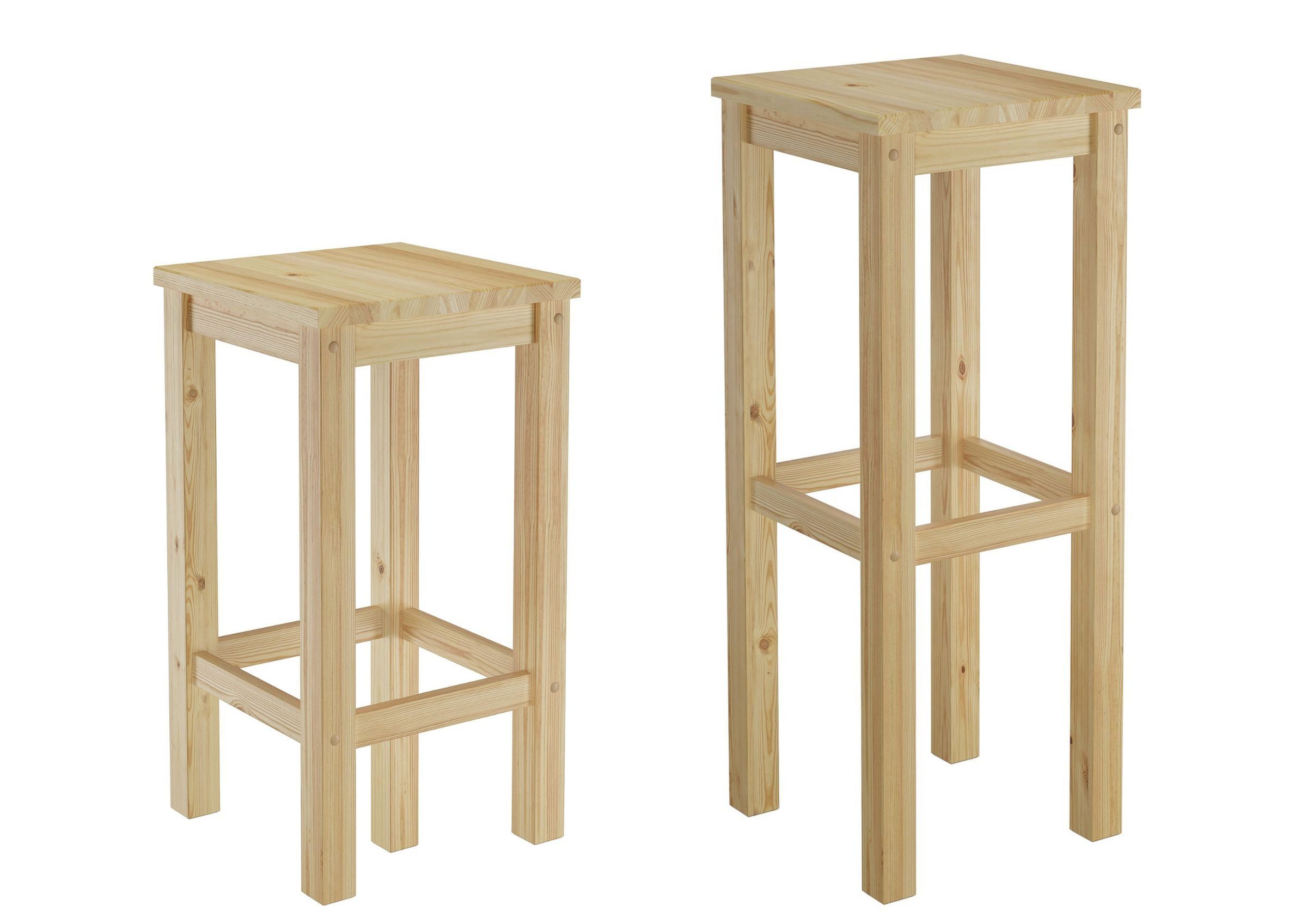 ERST-HOLZ Arbeitshocker Barhocker Kiefer Massivholz Tresenhocker Wählbar in 60 oder 80