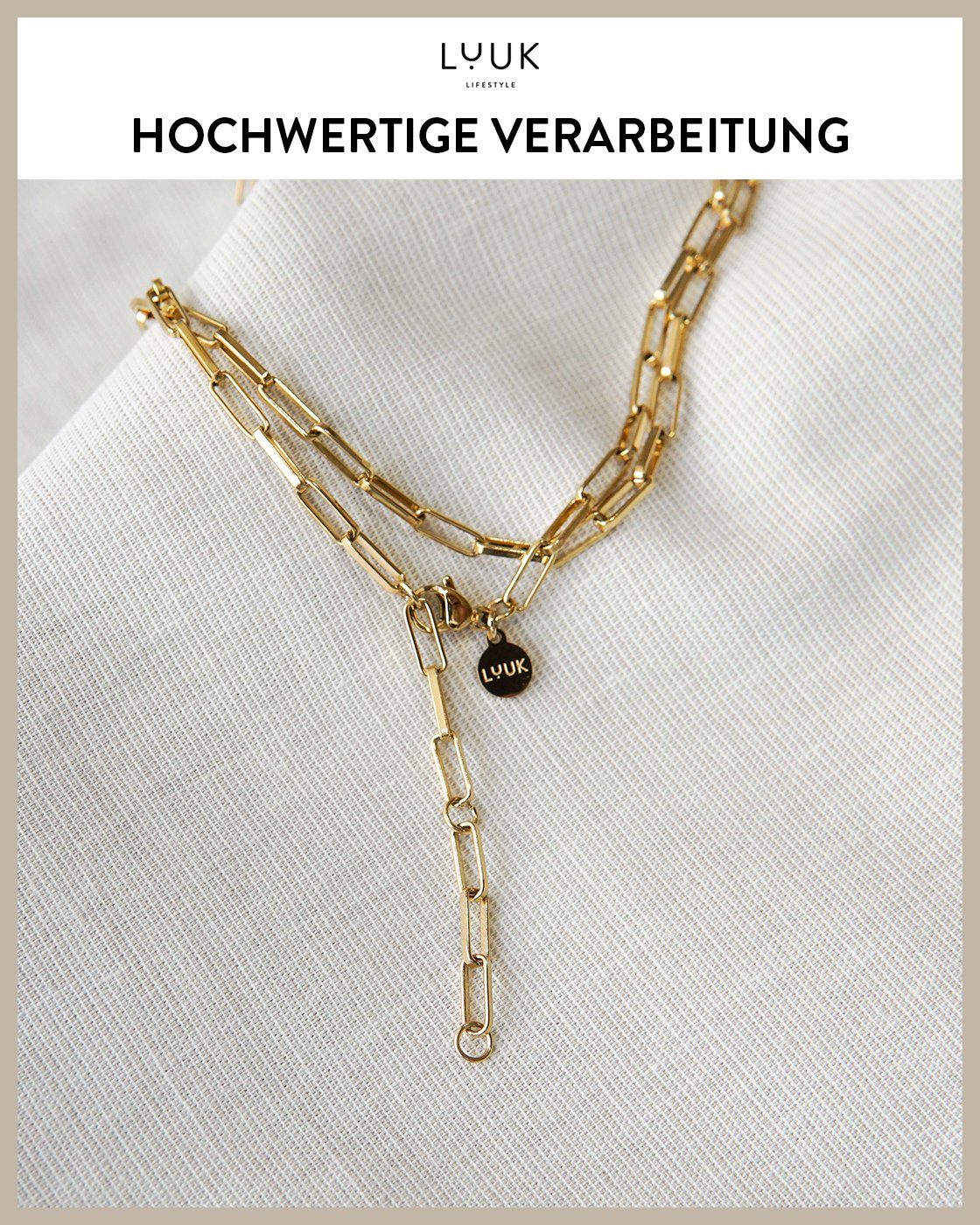 filigraner Chain, Edelstahlkette Gold Schmuck LUUK LIFESTYLE Modetrend, layer