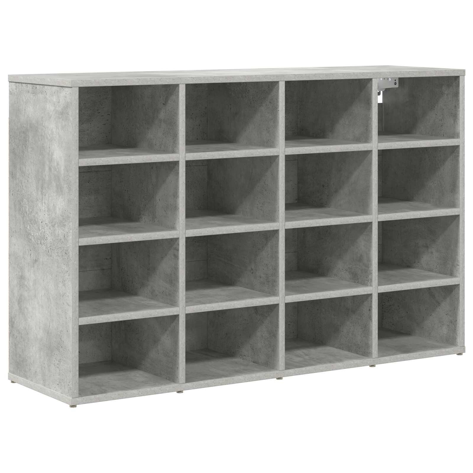 vidaXL Schuhschrank mit Regal Betongrau 103 x 30 x 67 cm Holzwerkstoff, 1-tlg.