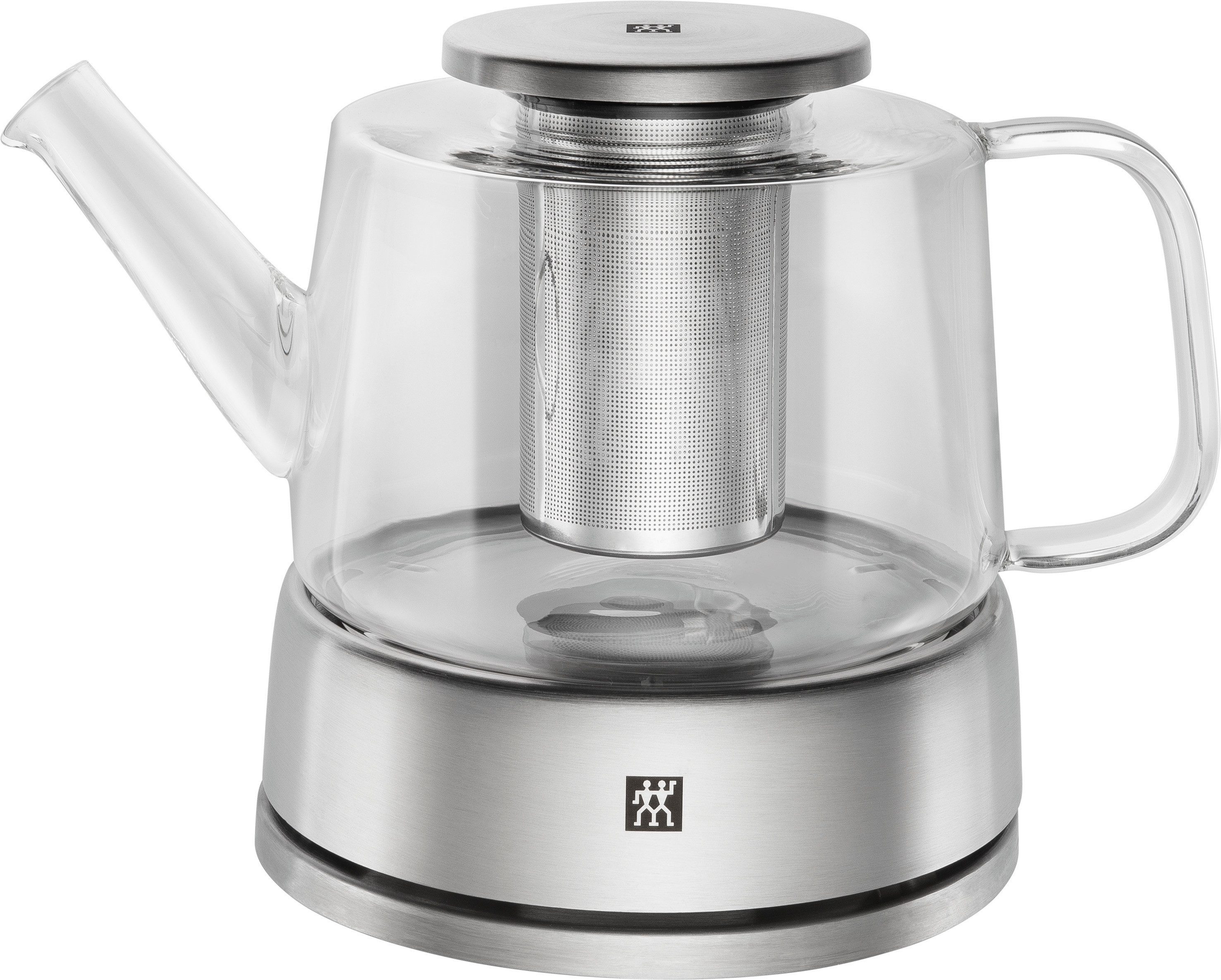Zwilling Teekanne Sorrento, 0,8 l, (Set, 3-St., Set enthält Teekanne mit Stövchen und Teesieb), Teekanne mit Stövchen, 18/10 Edelstahl, Glas, Pflegeleicht, 800 ml