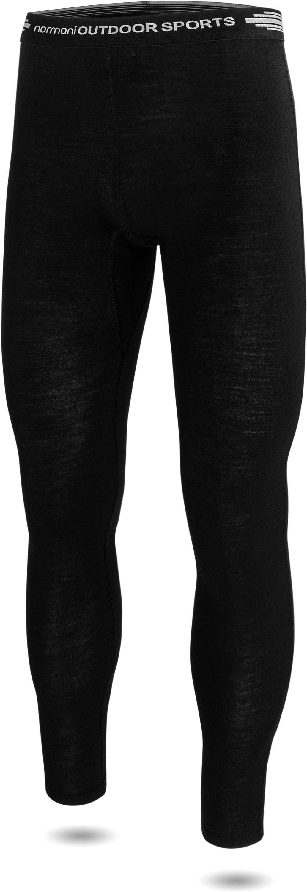 Sydney Herren Leggins Ski-Winterhose Baselayer Unterhose Thermounterwäsche Merino 100% g/m² Funktionshose Lang normani - Merinowolle Thermounterhose 200 Schwarz