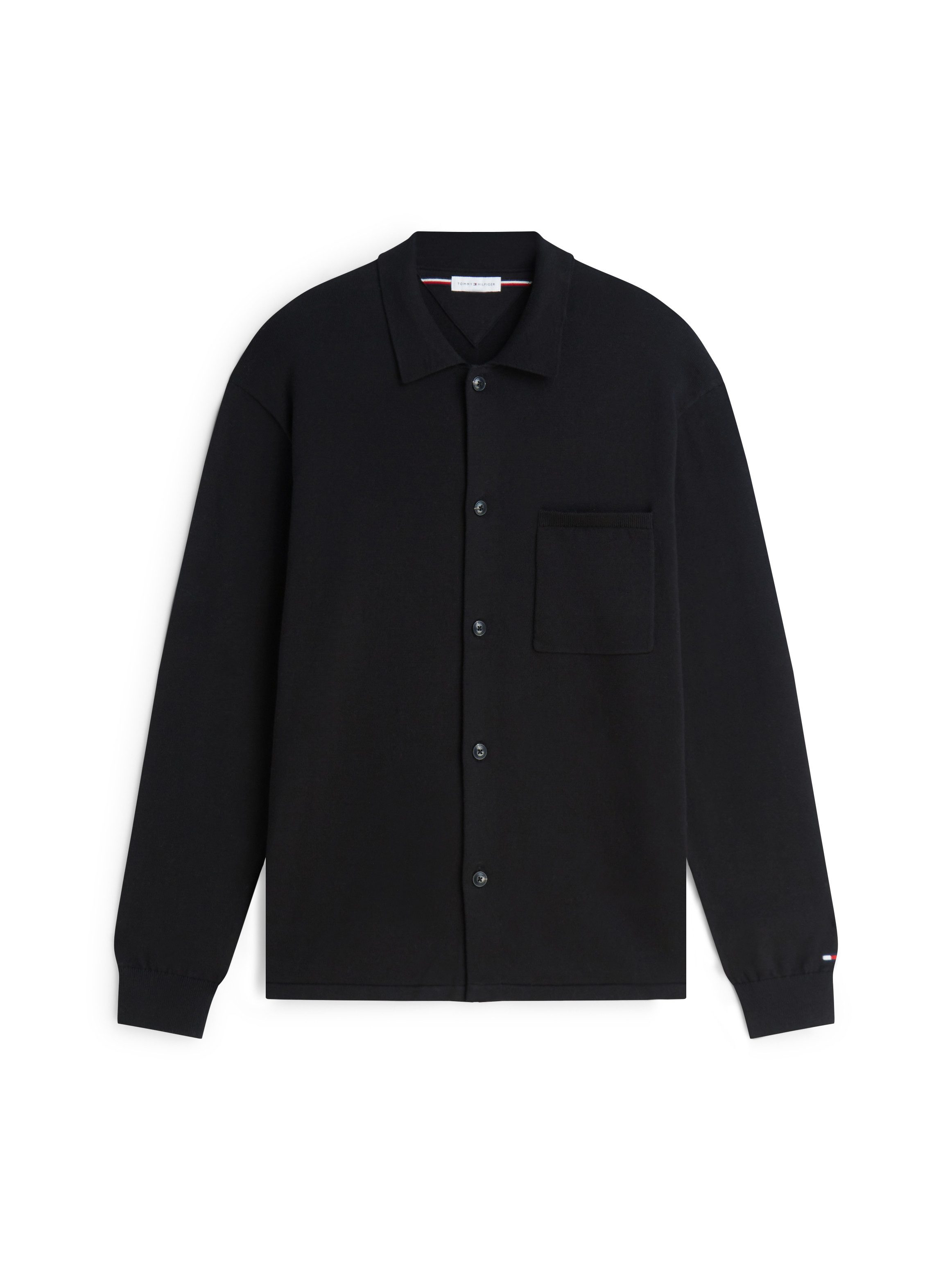 Tommy Hilfiger Strickjacke ESSENTIAL COTTON Relaxed Fit Strick-Overshirt mit Flag-Stickerei – Bild 5 von 5