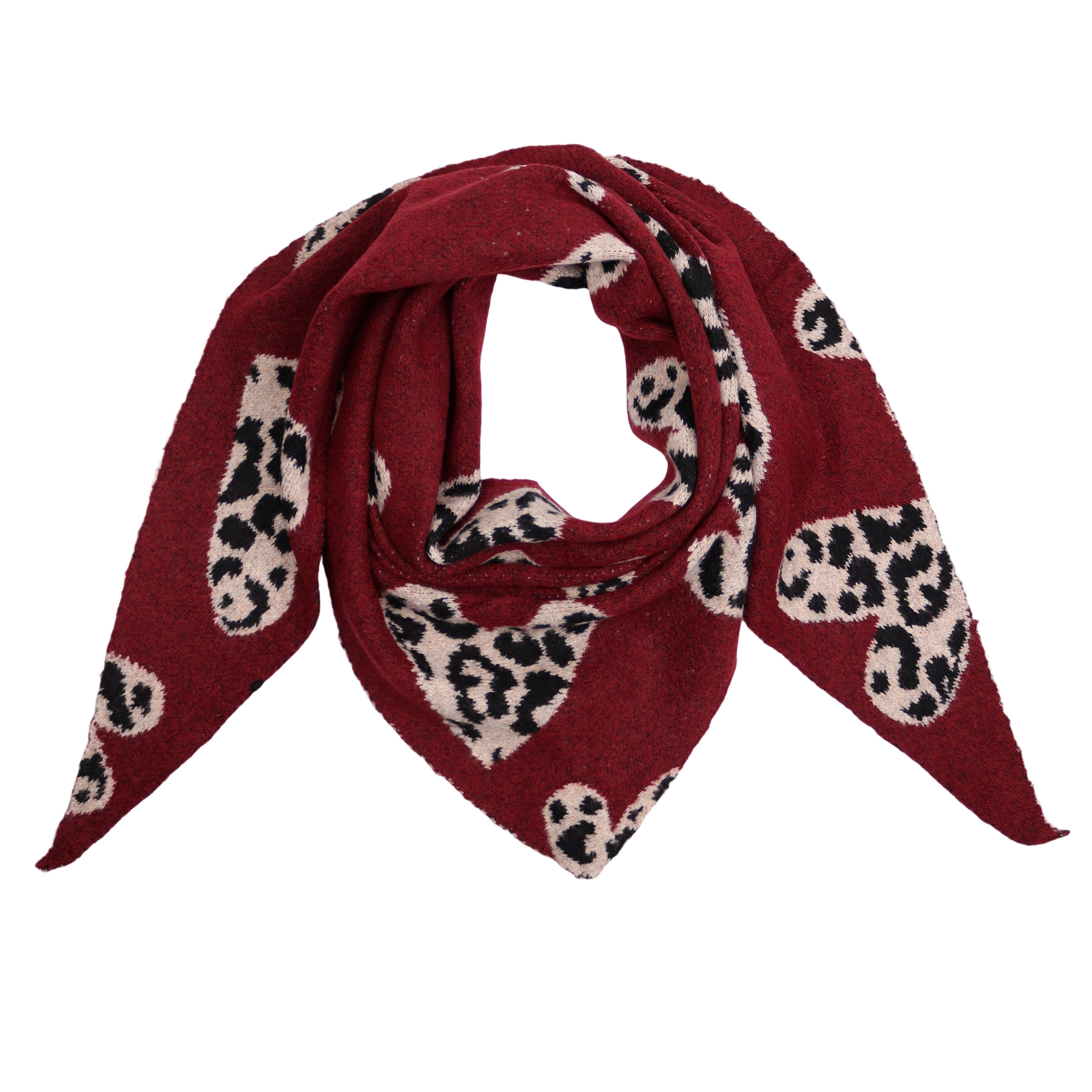MIRROSI Dreieckstuch kuschliger und warmer Dreiecksschal ca.190x75 cm, (Leo Muster; Neue Kollektion Herbst/Winter 2025), Trendiges LEO-Herz Design, wärmend & weich