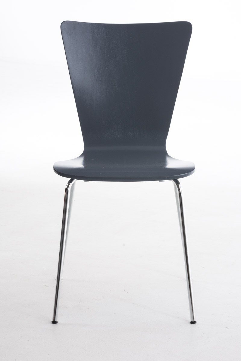 Messestuhl, - Sitzfläche: Holz 4 St), - Metall Gestell: chrom - Warteraumstuhl Sitzfläche Jaron TPFLiving - mit (Besprechungsstuhl ergonomisch grau Besucherstuhl Konferenzstuhl geformter