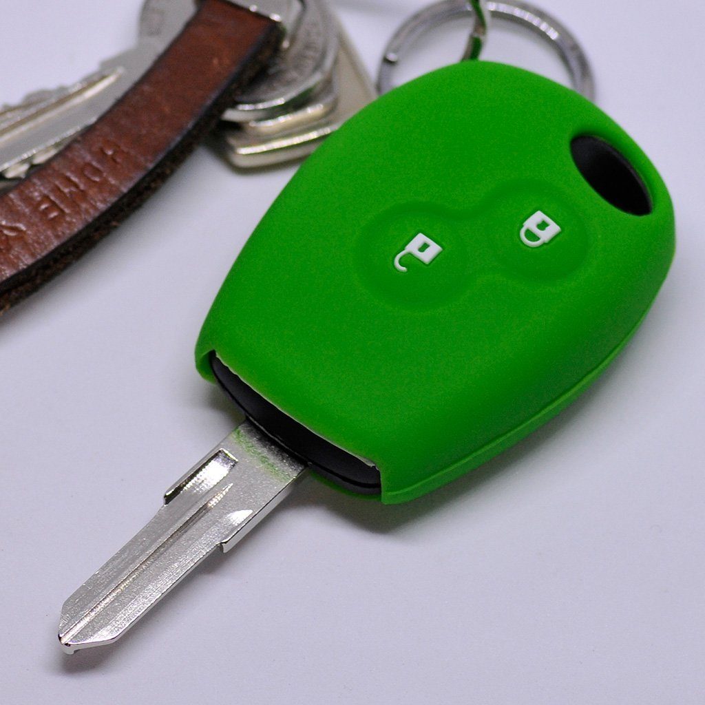 mt-key Schlüsseltasche Autoschlüssel Softcase Silikon Schutzhülle Grün, für Dacia Dokker Sandero Duster Lodgy Logan Renault Clio Twingo