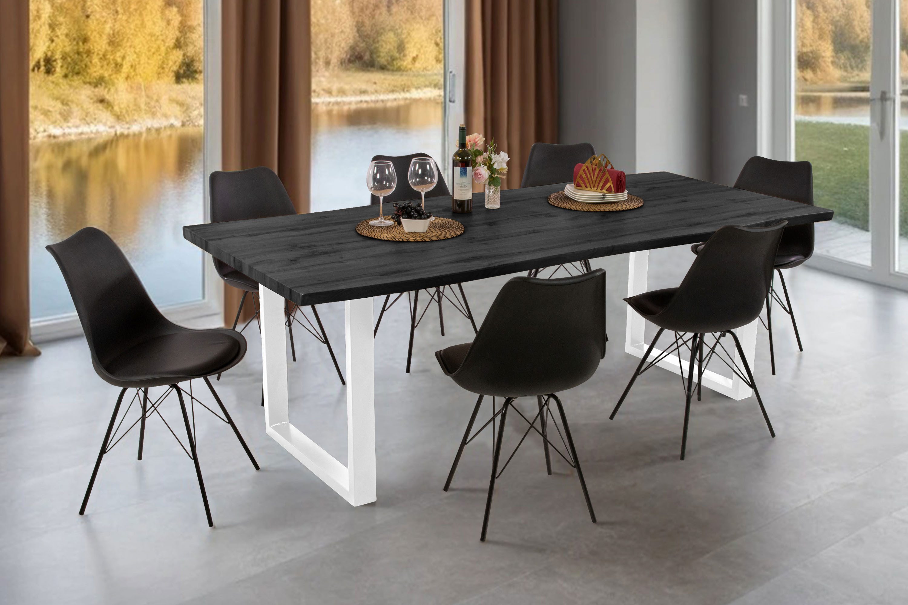 Loreno® Esstisch Josy, Holz-Optik Grau, Baumkante, günstig online kaufen