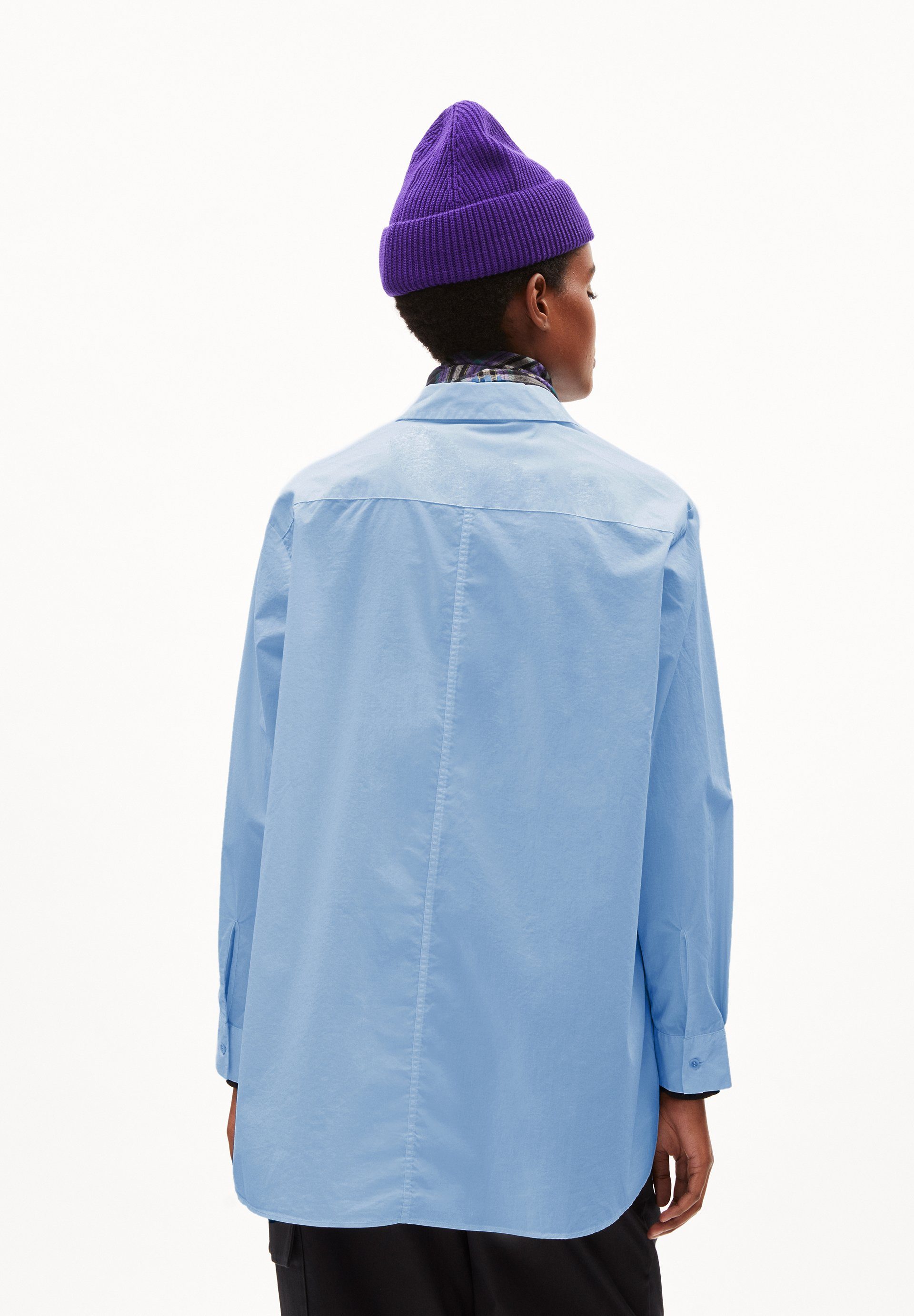 Hemdbluse Bluse Bio-Baumwolle Damen empty aus Armedangels iceberg Loose (1-tlg) EALGAA Fit blue