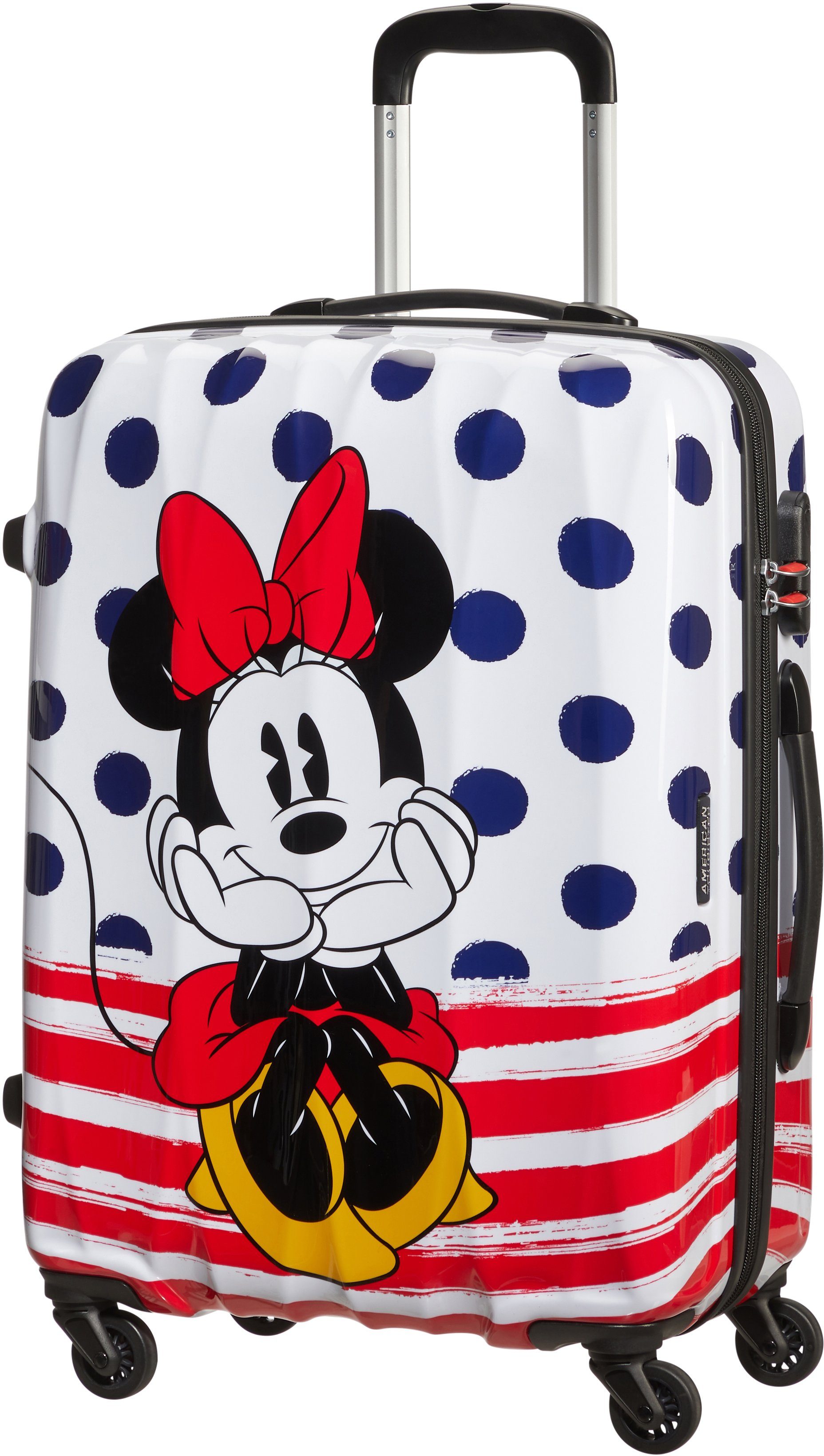 Hartschalen-Trolley American 4 Legends, Minnie Tourister® 65 cm, Blue minnie-blue-dots Disney Dots, Rollen