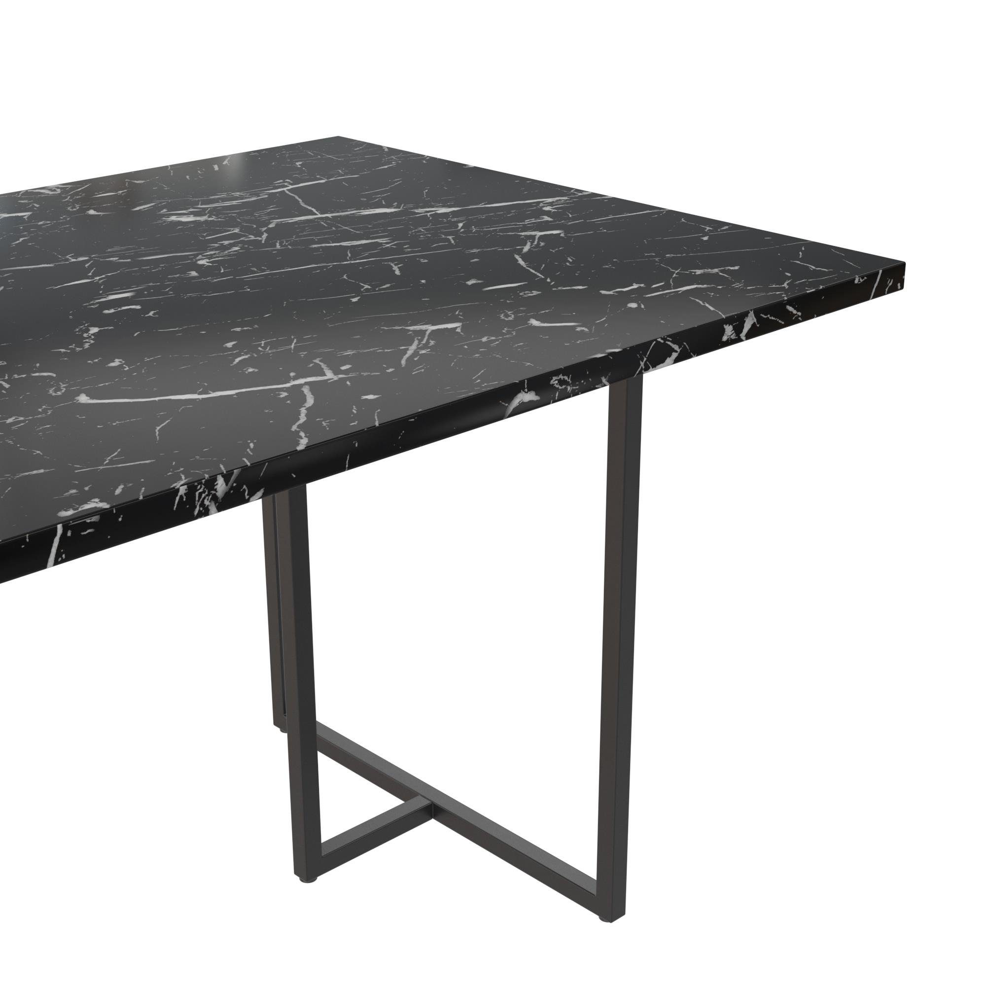 Esstisch loft24 Marmoroptik Metallgestell, Astor, schwarz mit Breite in 162,5 cm Tisch