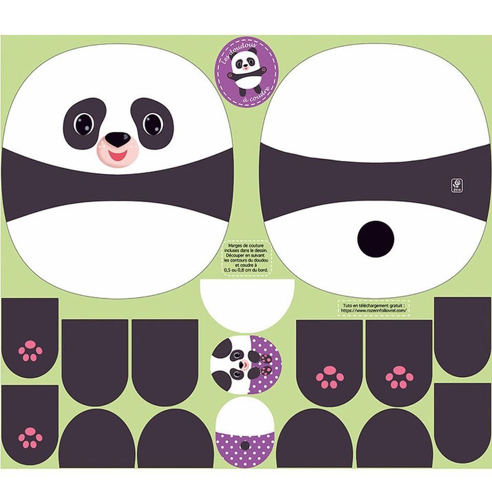 Kidifabrics Kreativset Plüschtier inkl. Panda selbstnähen, Nähanleitung Stoffpanel zum für