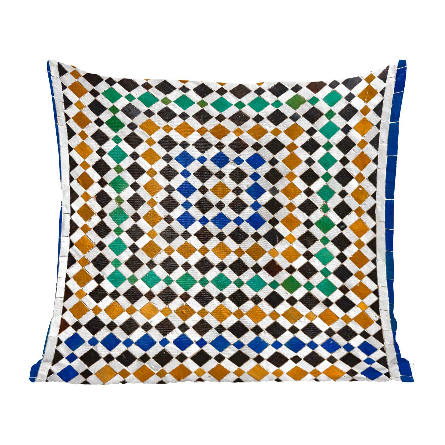MuchoWow Dekokissen Ein marokkanisches Mosaik, das wie eine Art Labyrinth aussieht, Zierkissen mit Füllung für Wohzimmer, Schlafzimmer, Deko, Sofakissen