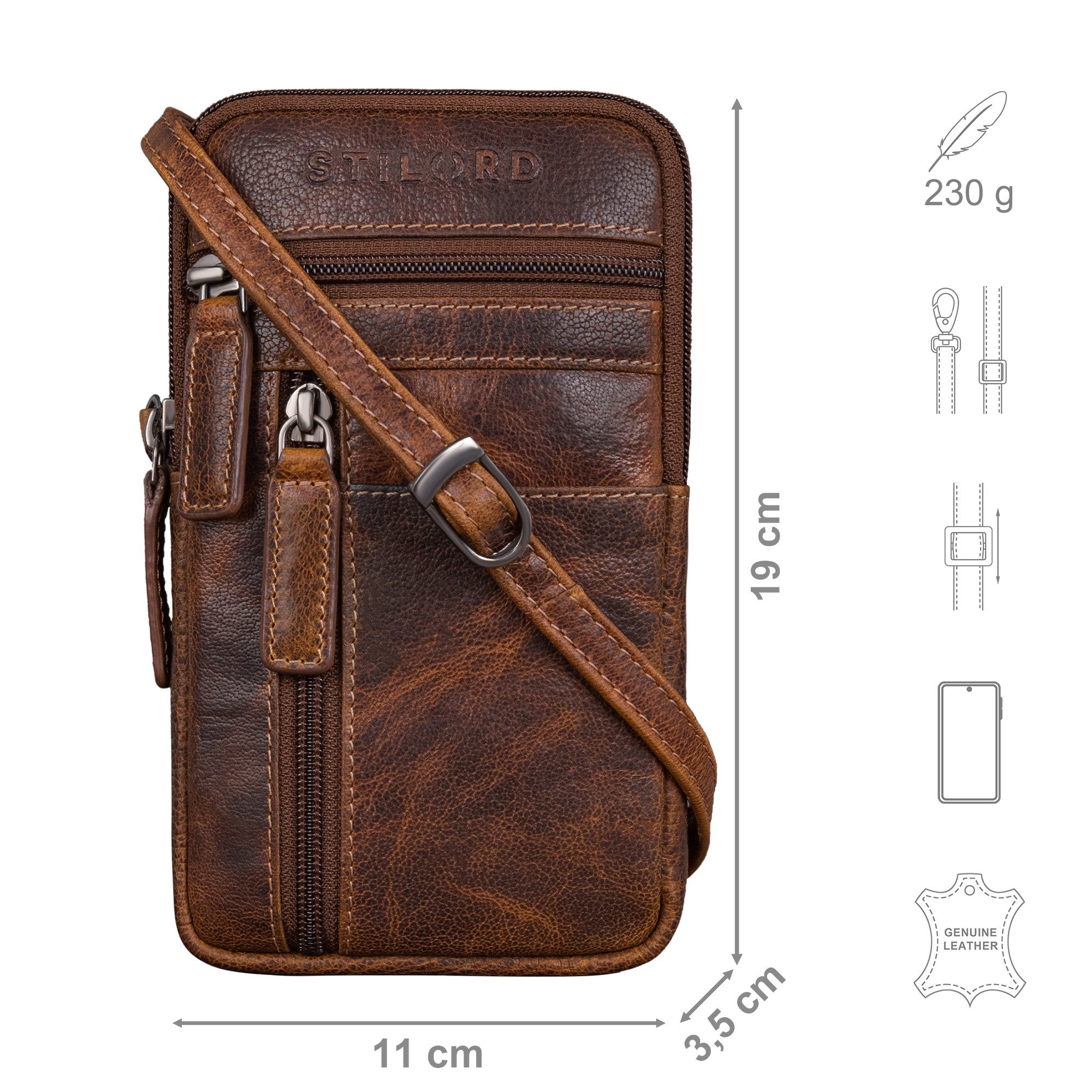 STILORD Handtasche "Asher" Leder Brustbeutel Herren Vintage Gürteltasche zum Umhängen