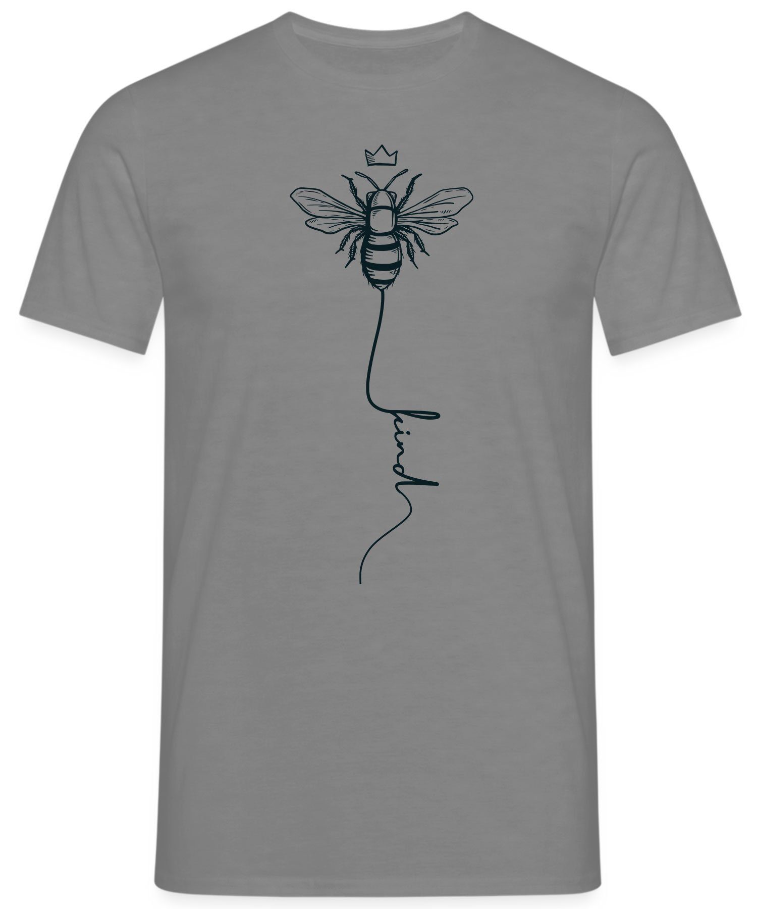 T-Shirt Herren - Kurzarmshirt Honig (1-tlg) Quattro Heather Bee Biene Formatee Grau Imker kind