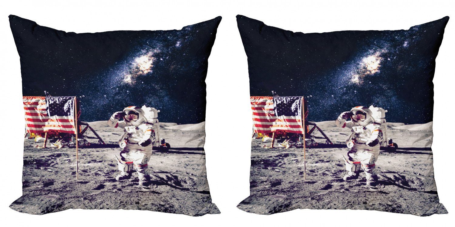 Digitaldruck, Kissenbezüge Doppelseitiger Modern und USA-Flagge (2 Galaxis Abakuhaus Stück), Accent Astronaut